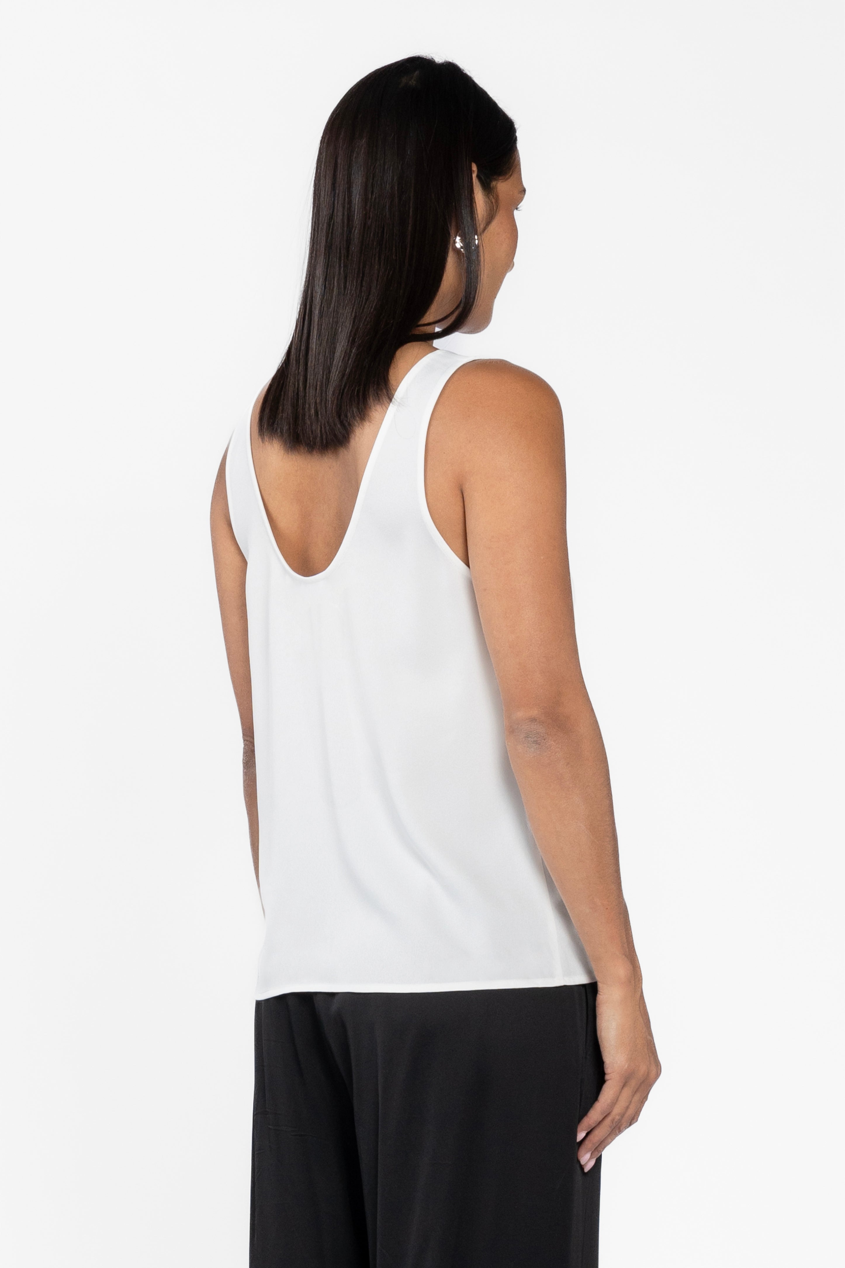 Anna Scoop Neck Cami - White