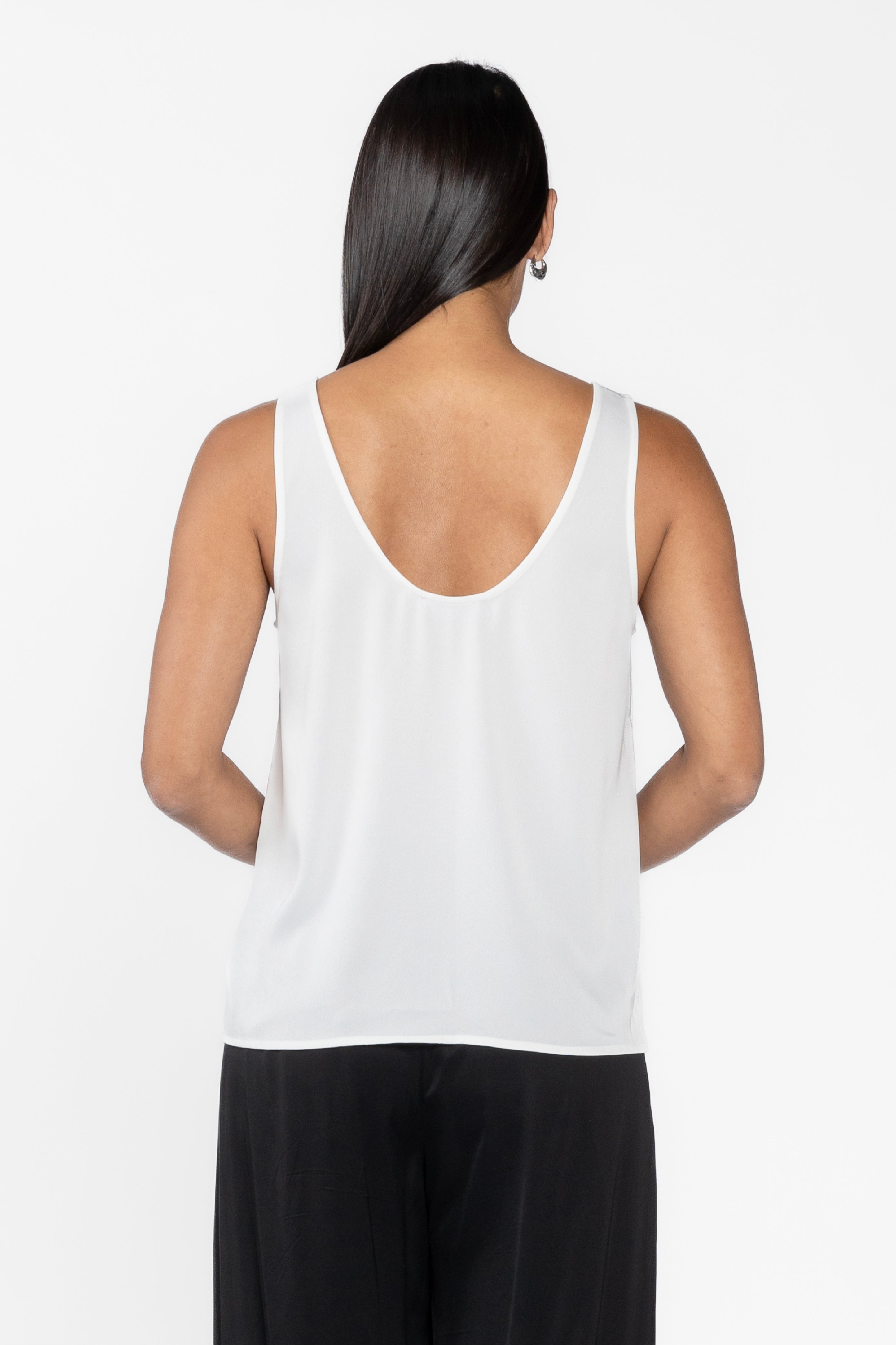 Anna Scoop Neck Cami - White