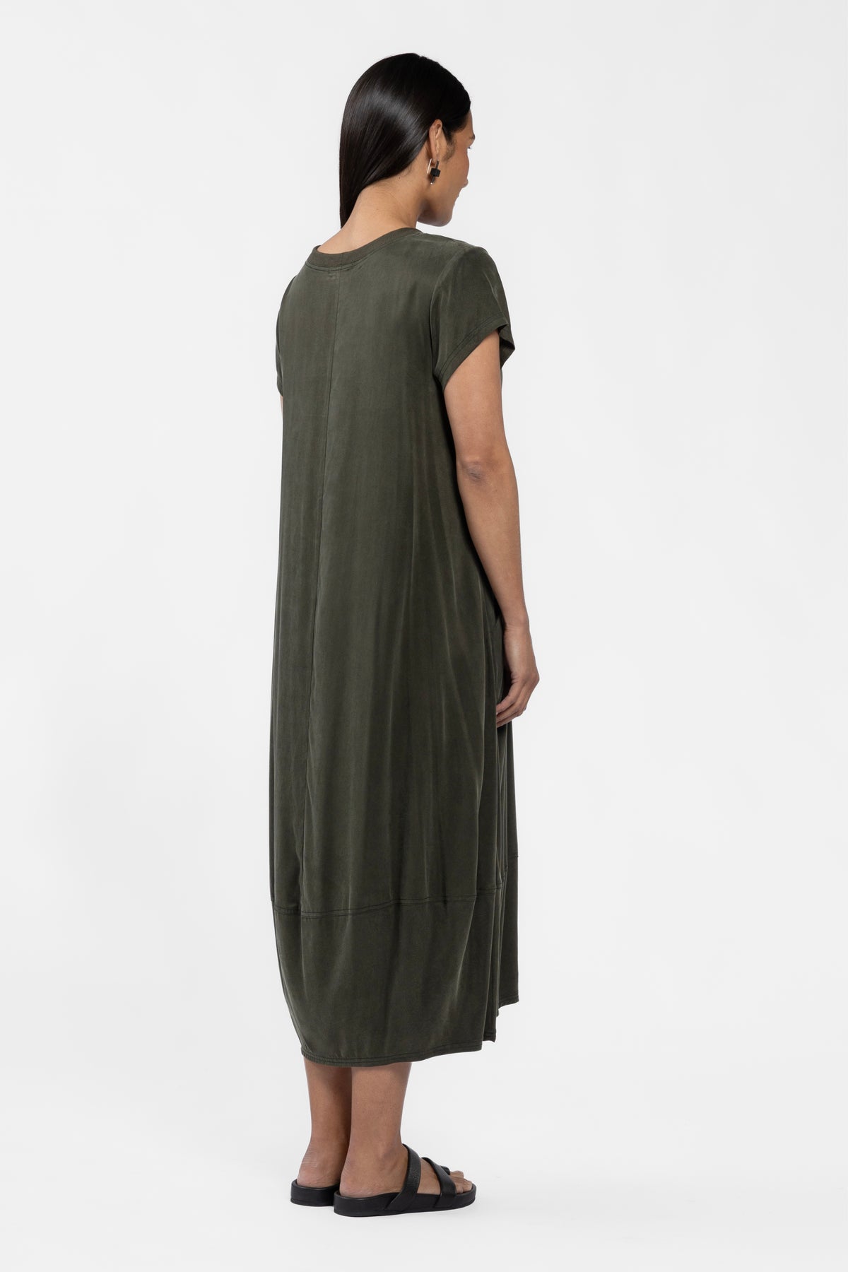 Bertie Short Sleeve Bubble Hem Dress - Khaki