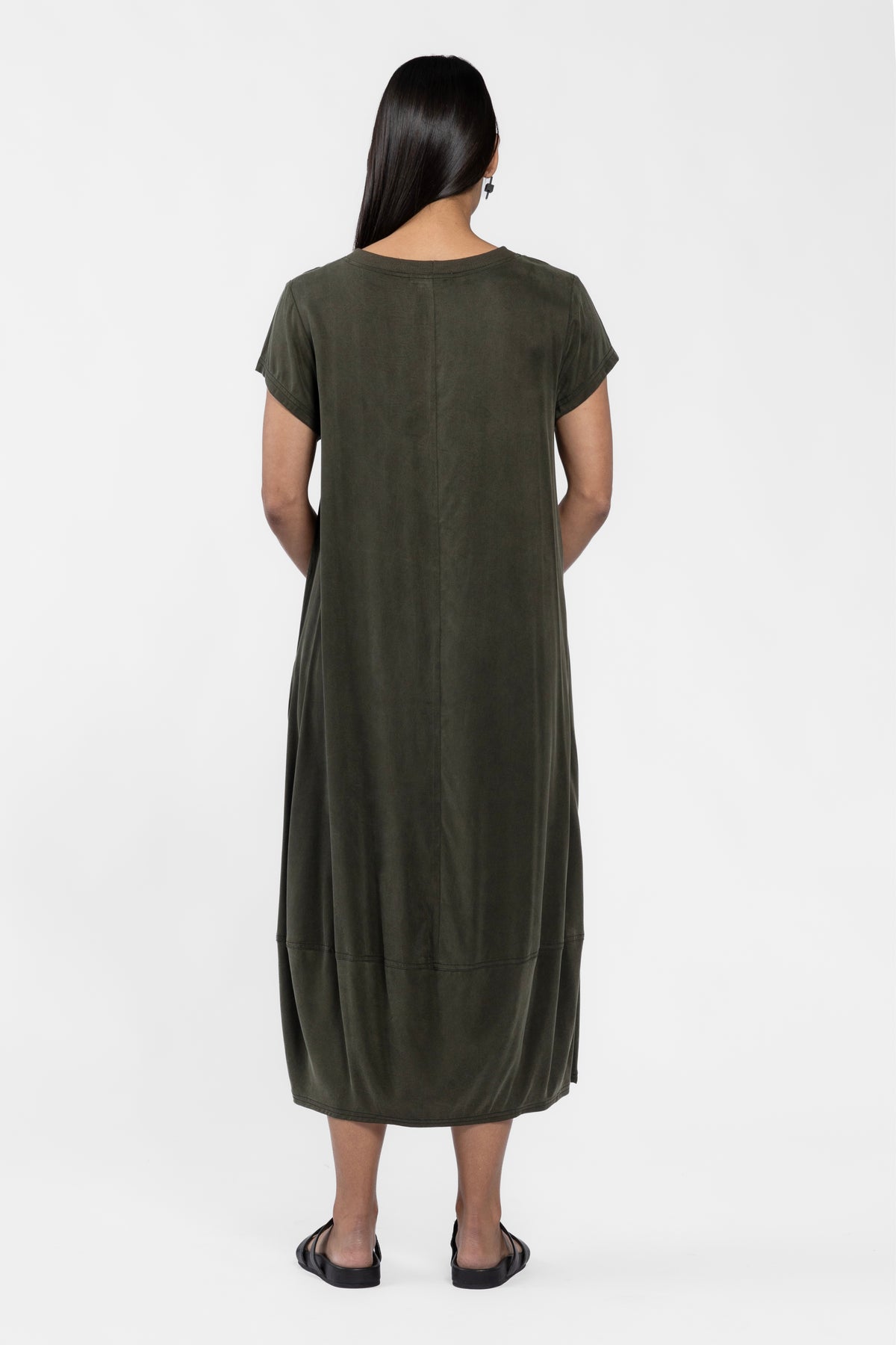Bertie Short Sleeve Bubble Hem Dress - Khaki