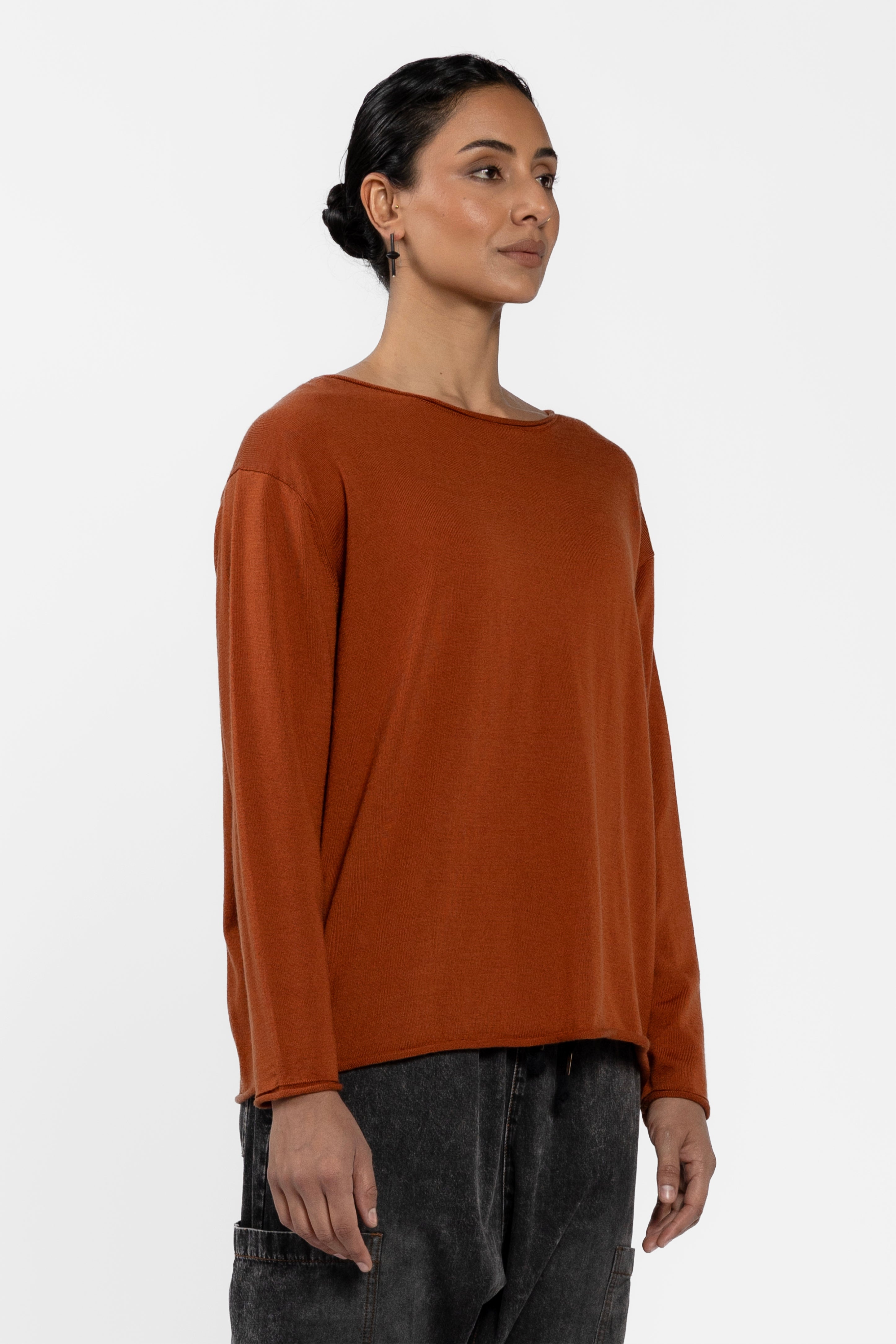 Charm Roll Hem Merino Jumper