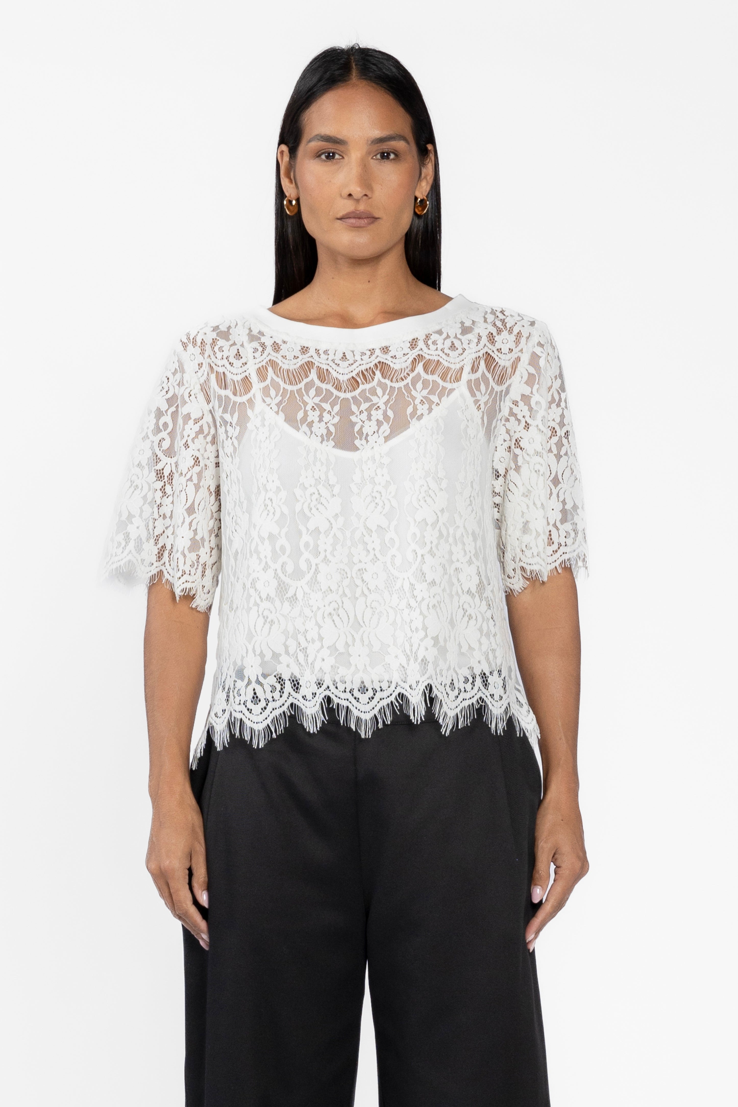 Cilla Short Sleeve Lace Tee