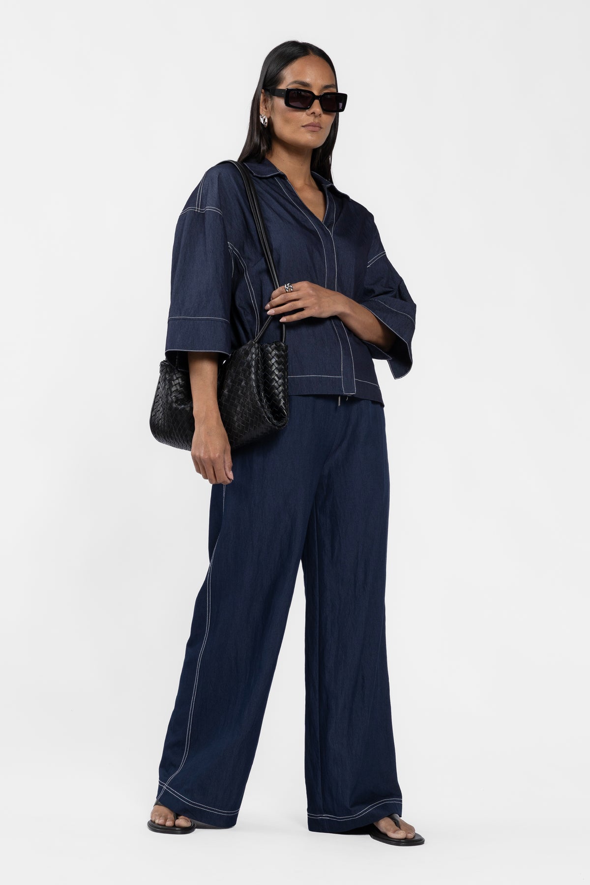 Darcy Wide Leg Denim Look Pant