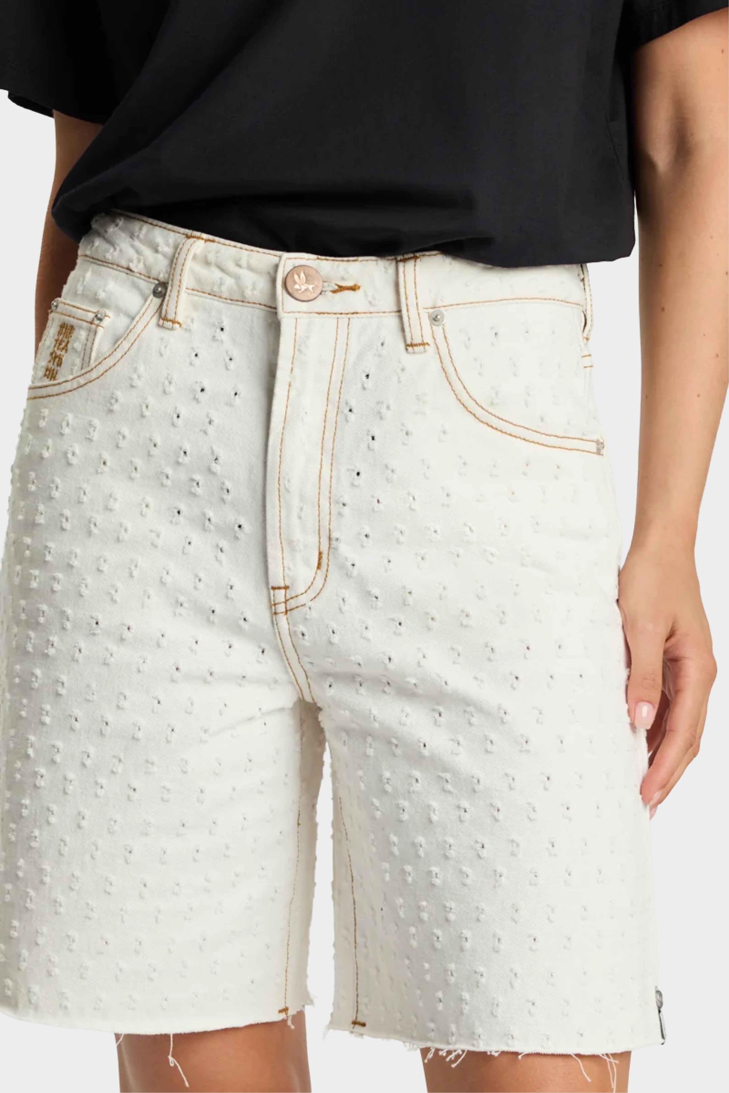 Drilled Rebel High Waist Long Length Shorts