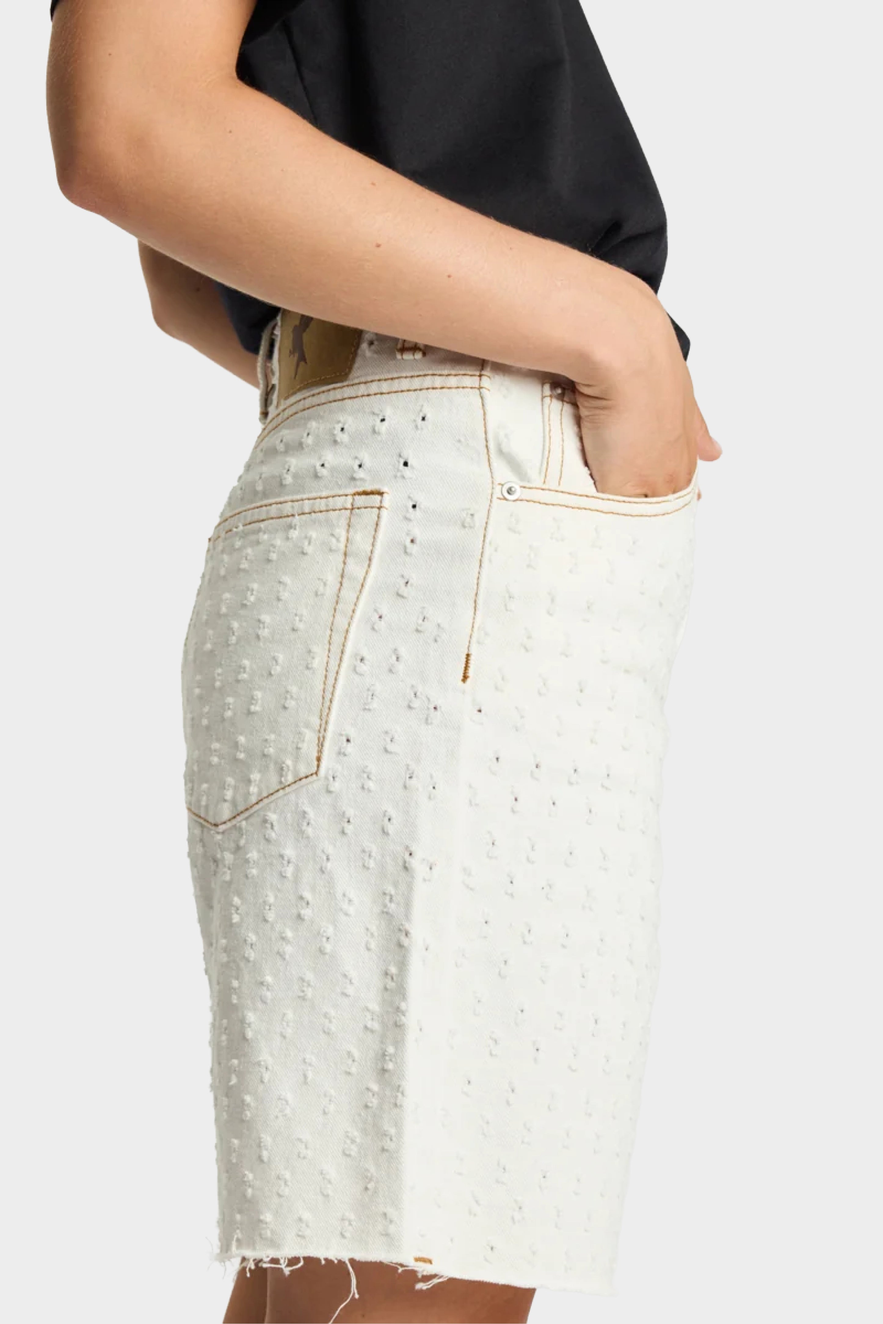Drilled Rebel High Waist Long Length Shorts