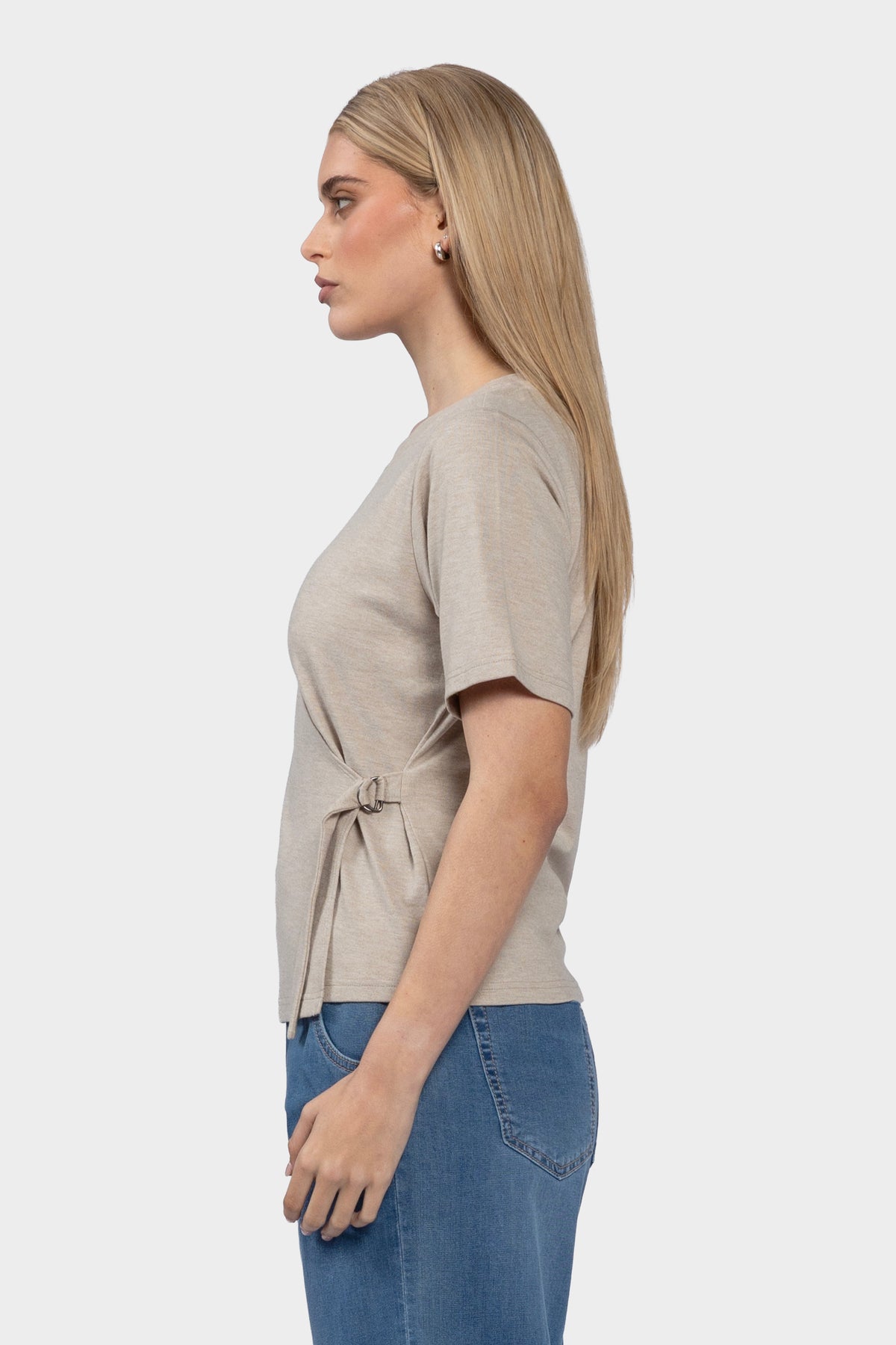Elle Wrap Front Tee - Oat