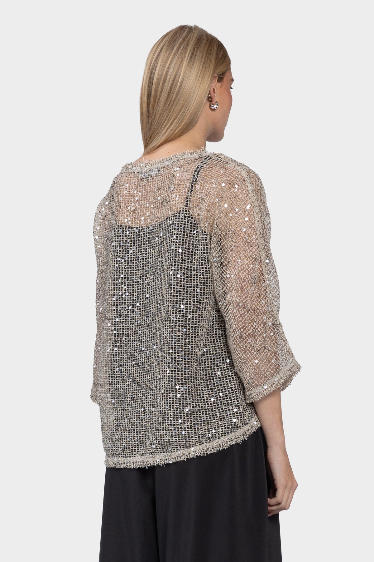 Festival Sequin Mesh Top - Mushroom