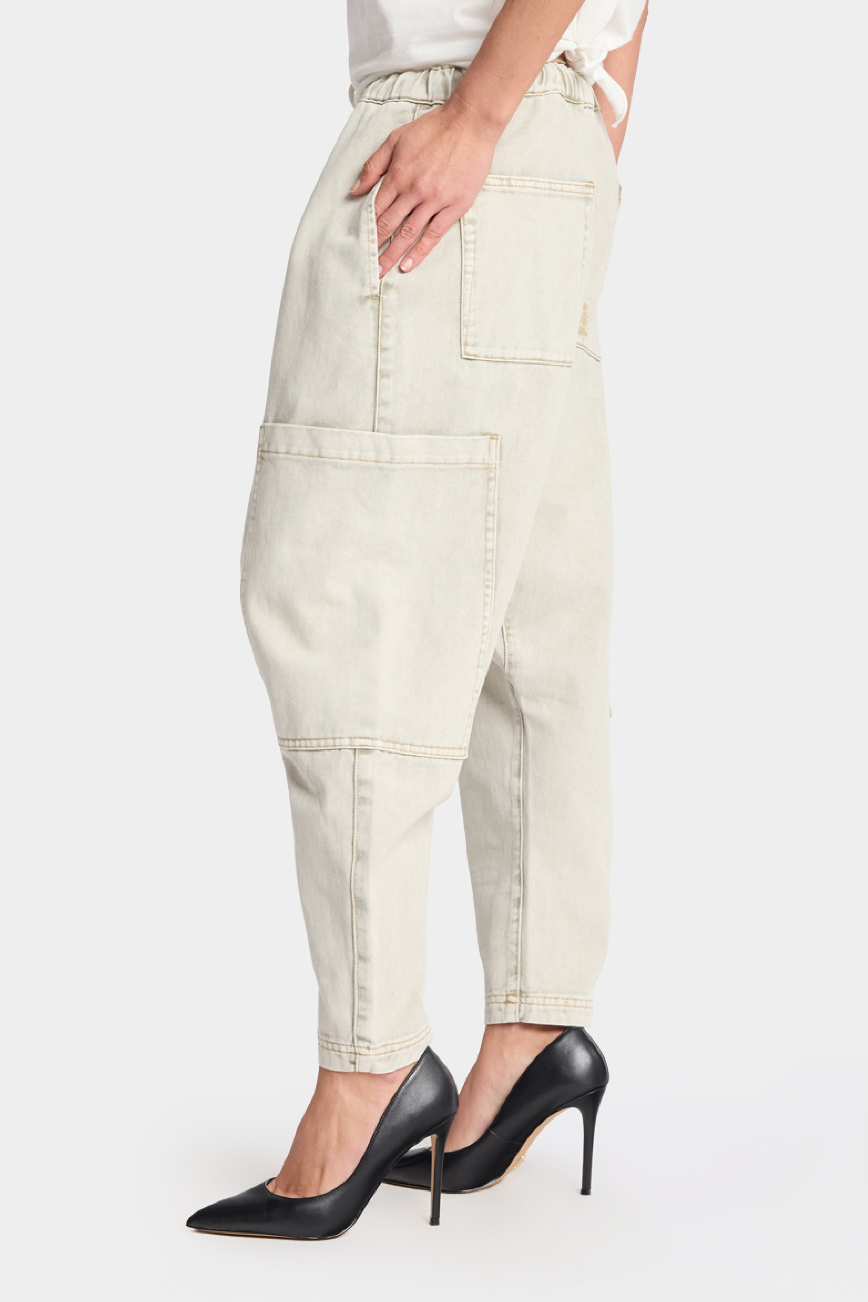 Isla Low Waist Drawstring Harem Denim Jeans