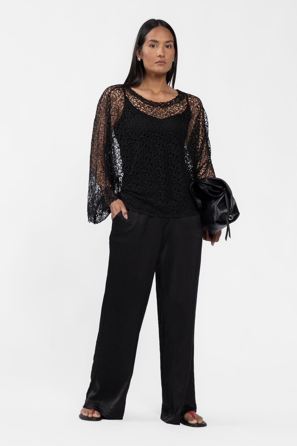 Pearl Mesh Overlay Top