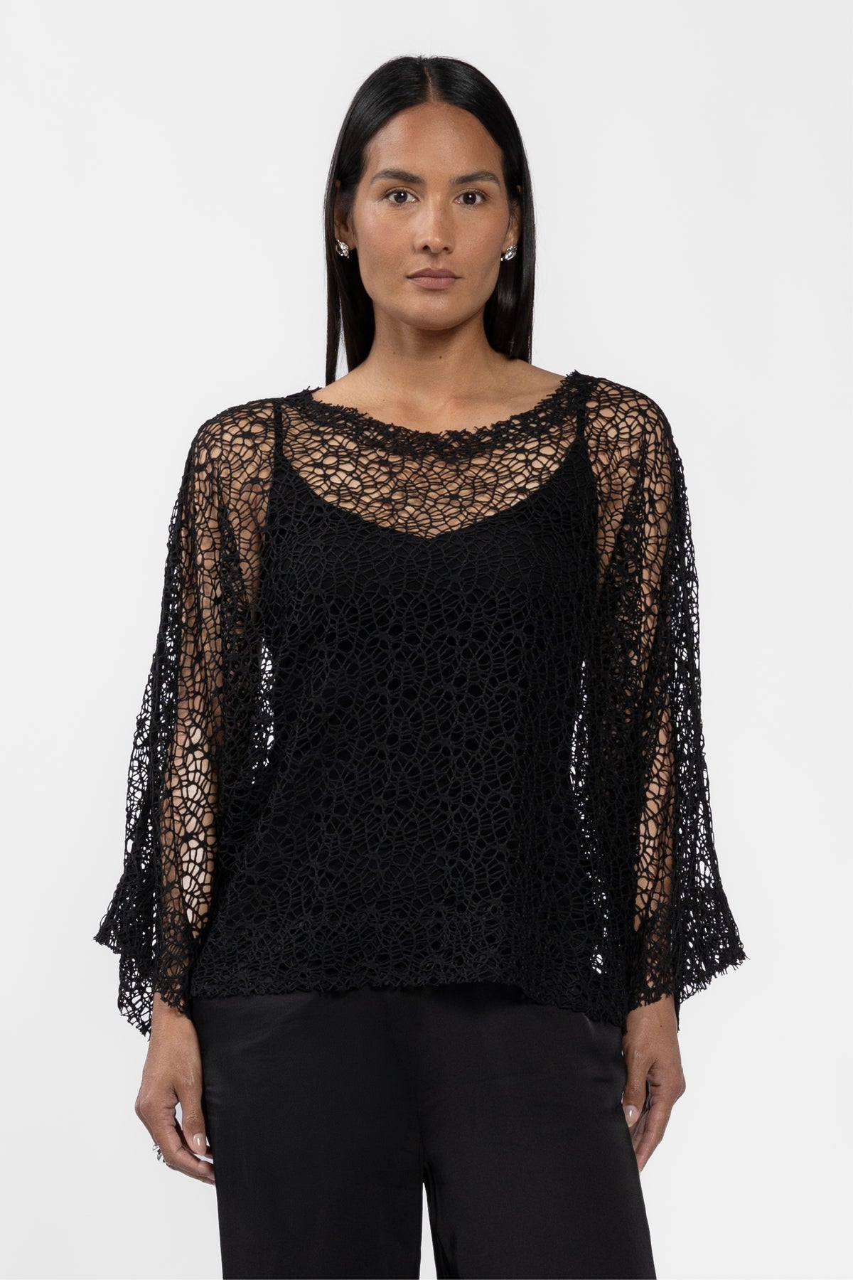 Pearl Mesh Overlay Top