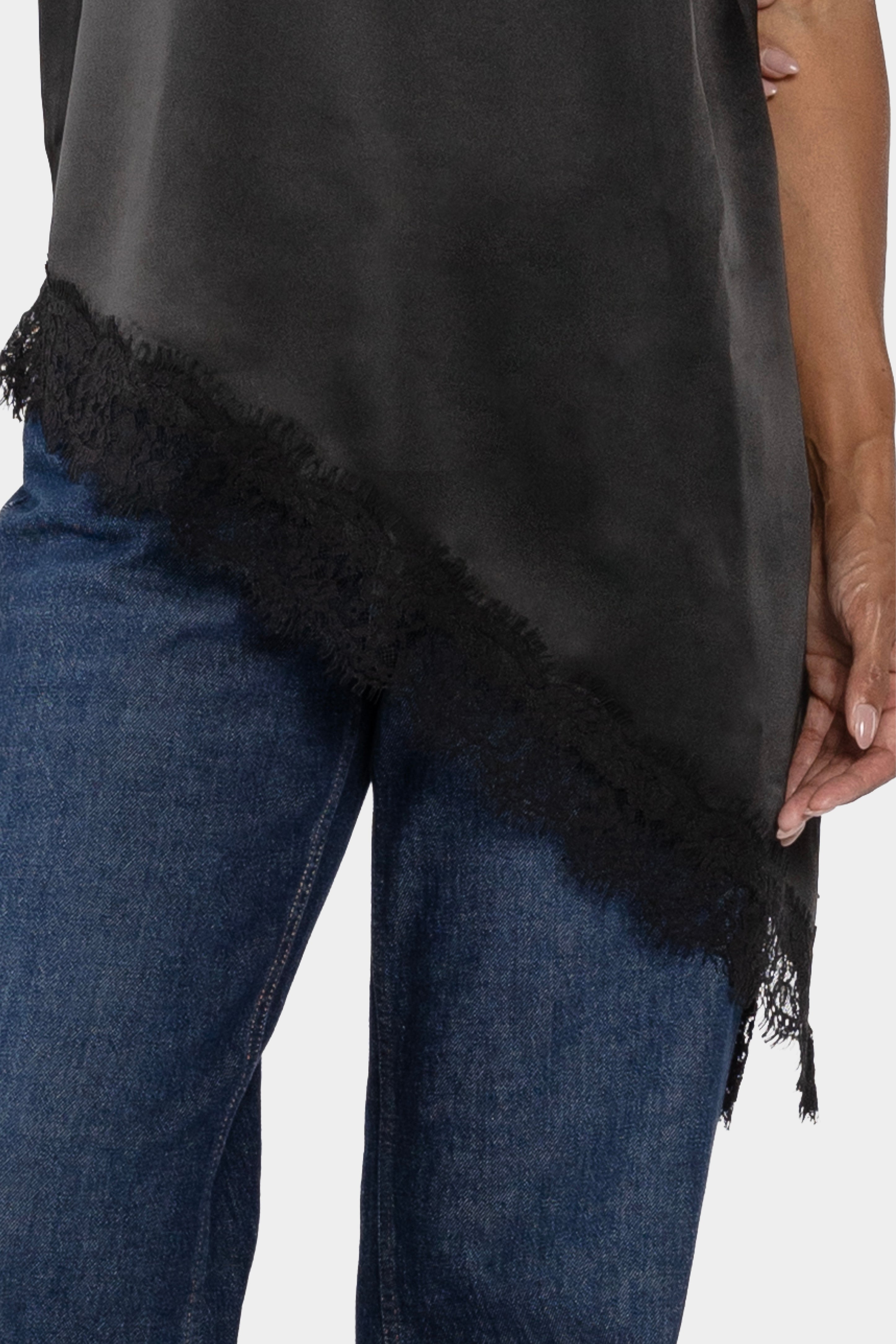 Perla Assymetrical Lace Trim Camisole