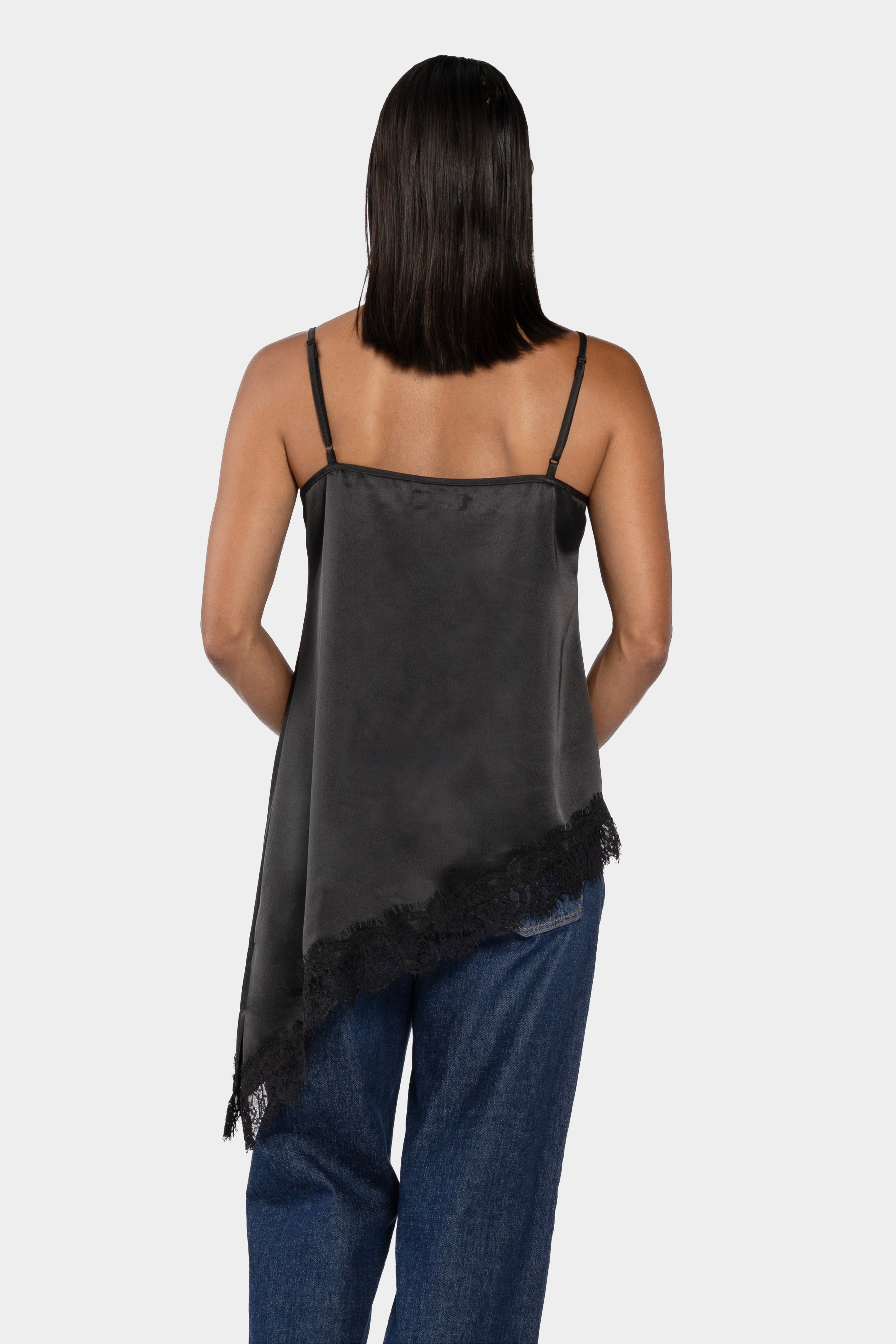 Perla Assymetrical Lace Trim Camisole