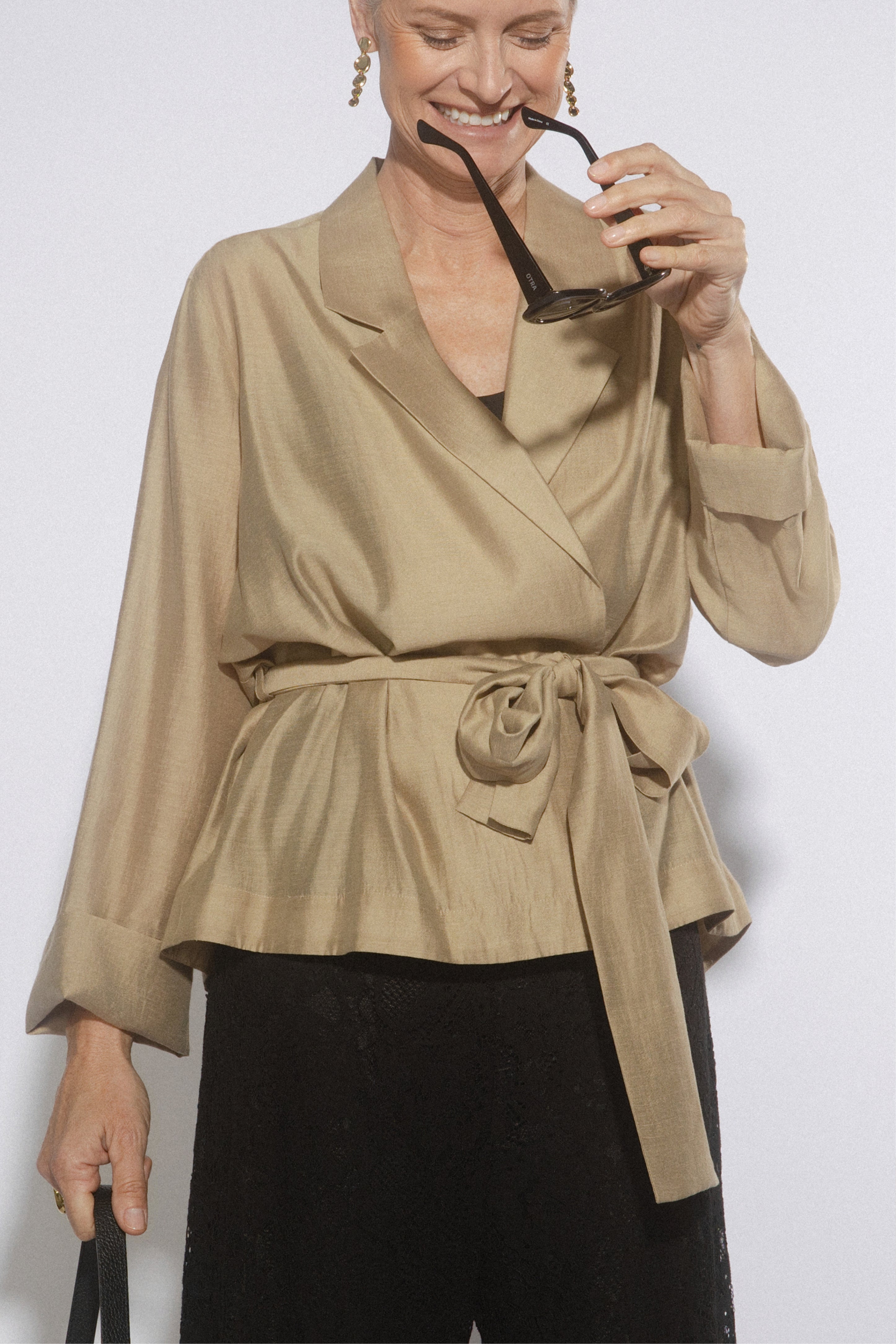 Amaretto Cropped Belted Jacket