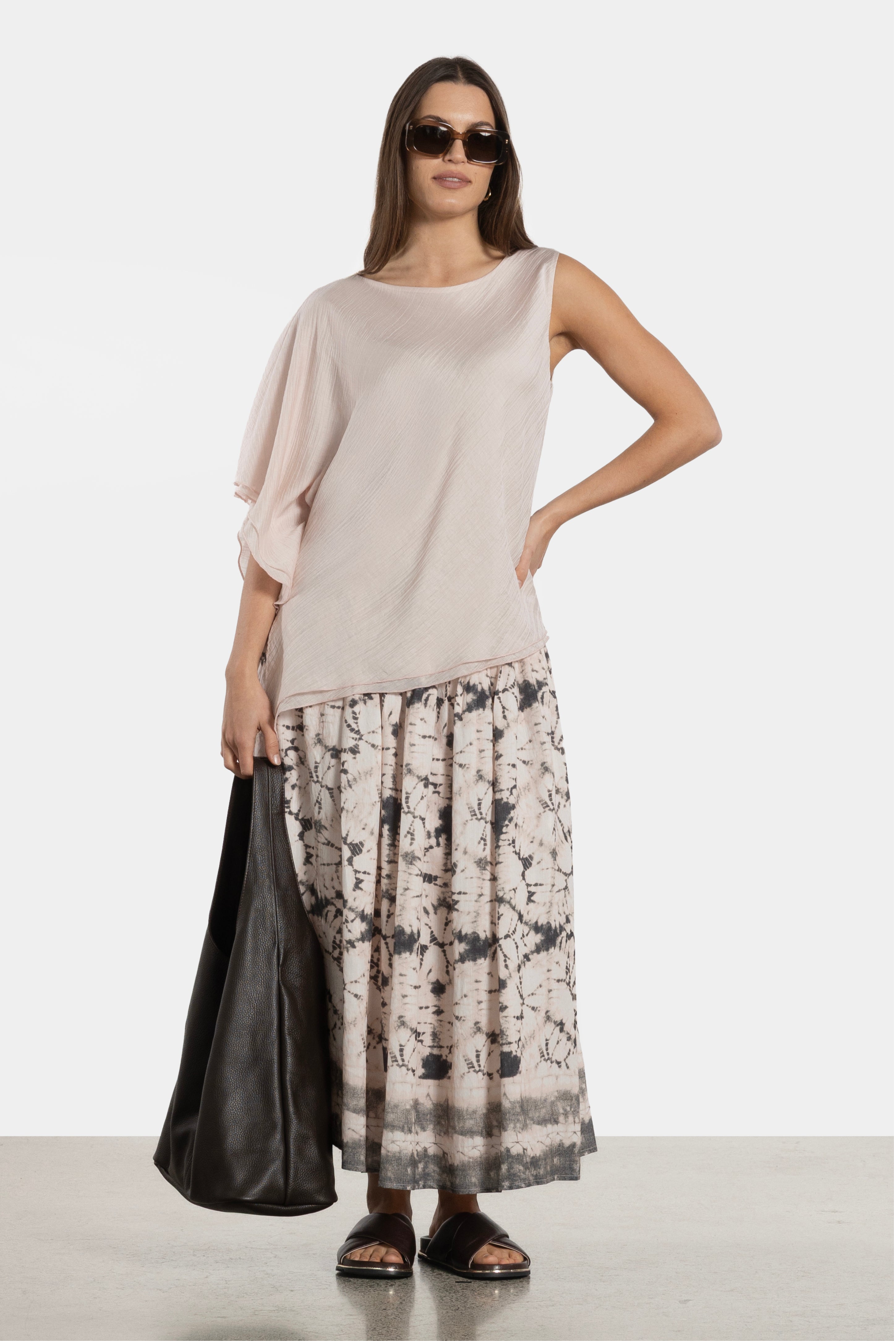 Anna Asymmetric Draped Sleeve Top