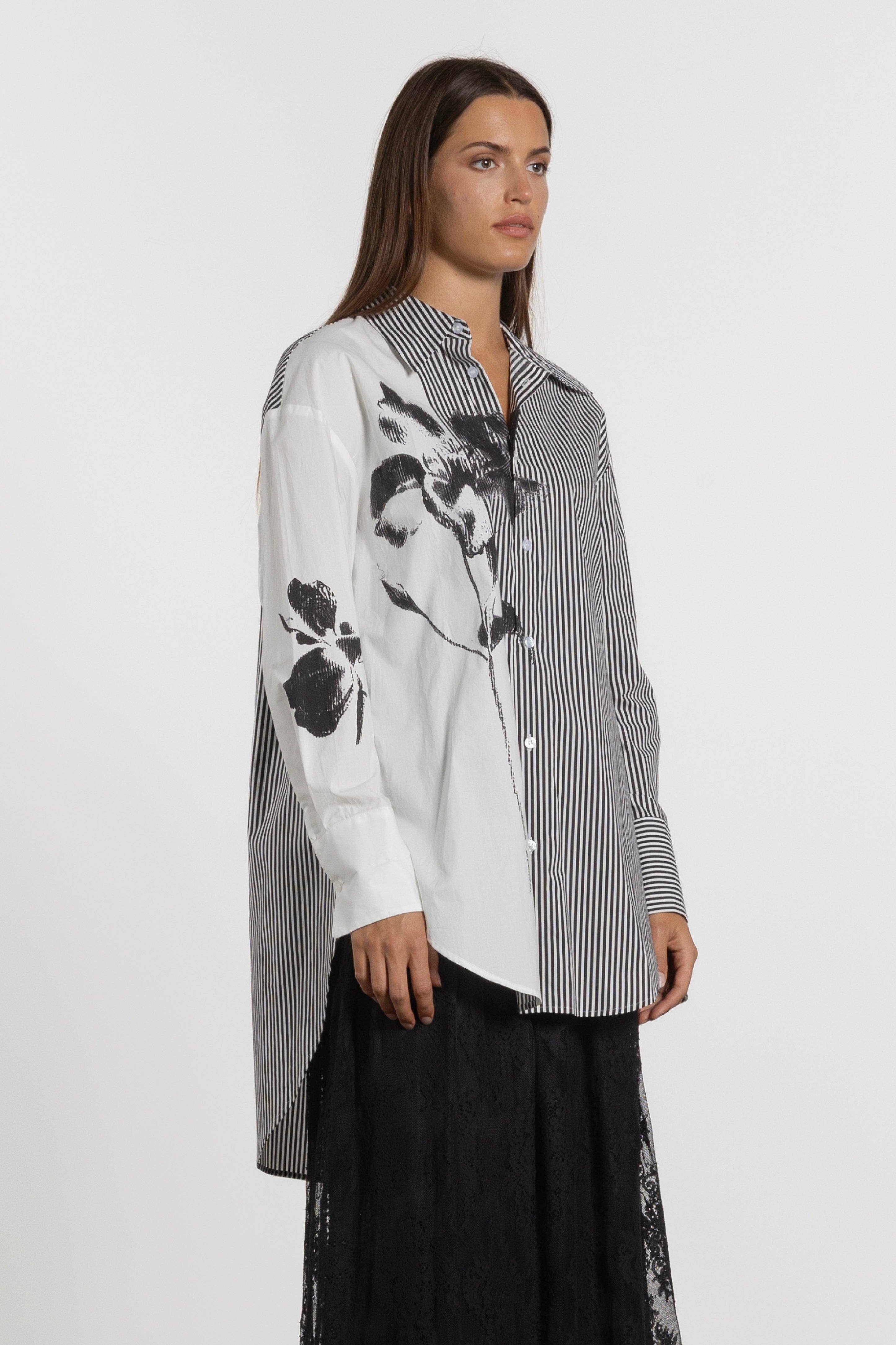 Bloom Stripe Floral Print Shirt