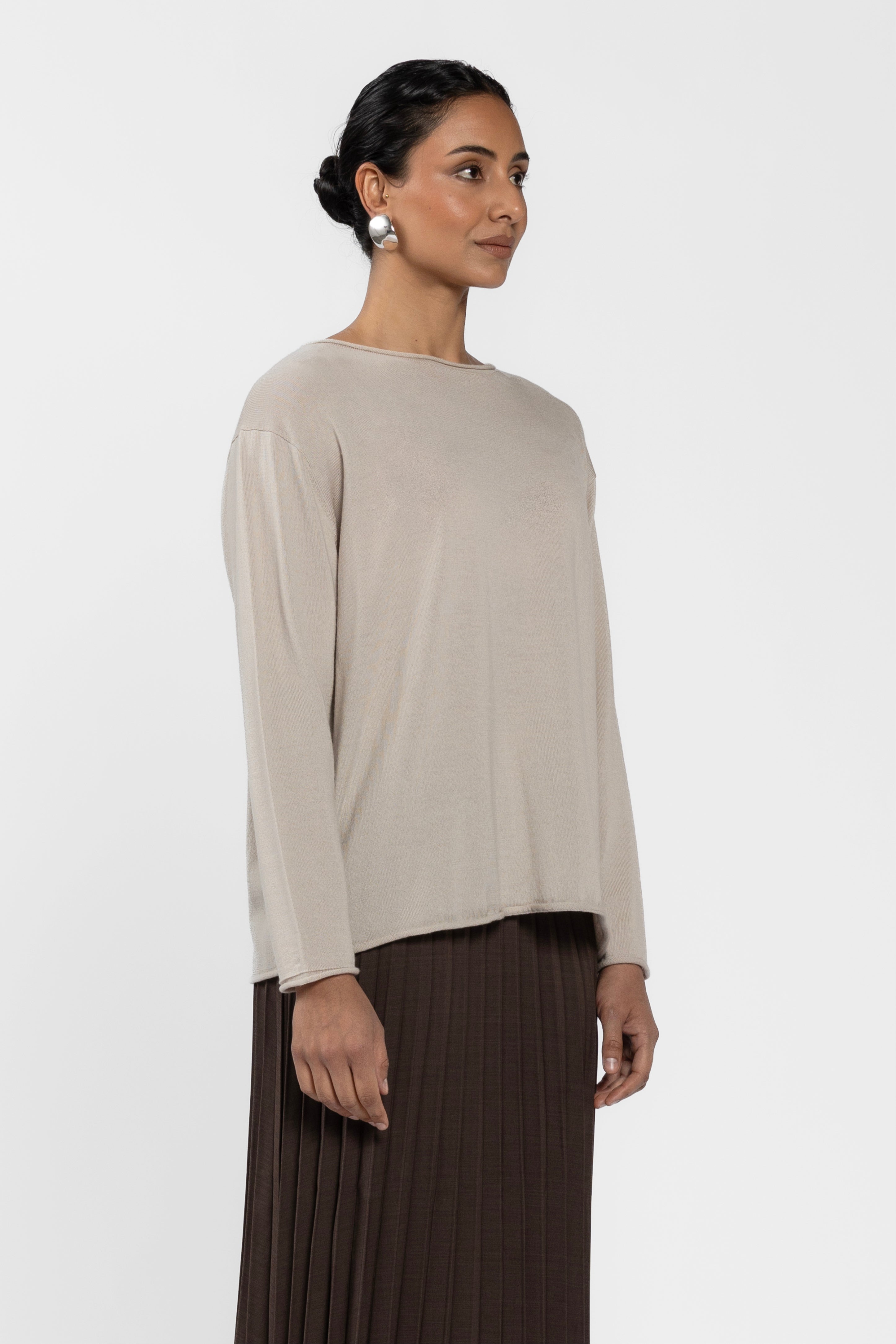 Charm Roll Hem Merino Jumper