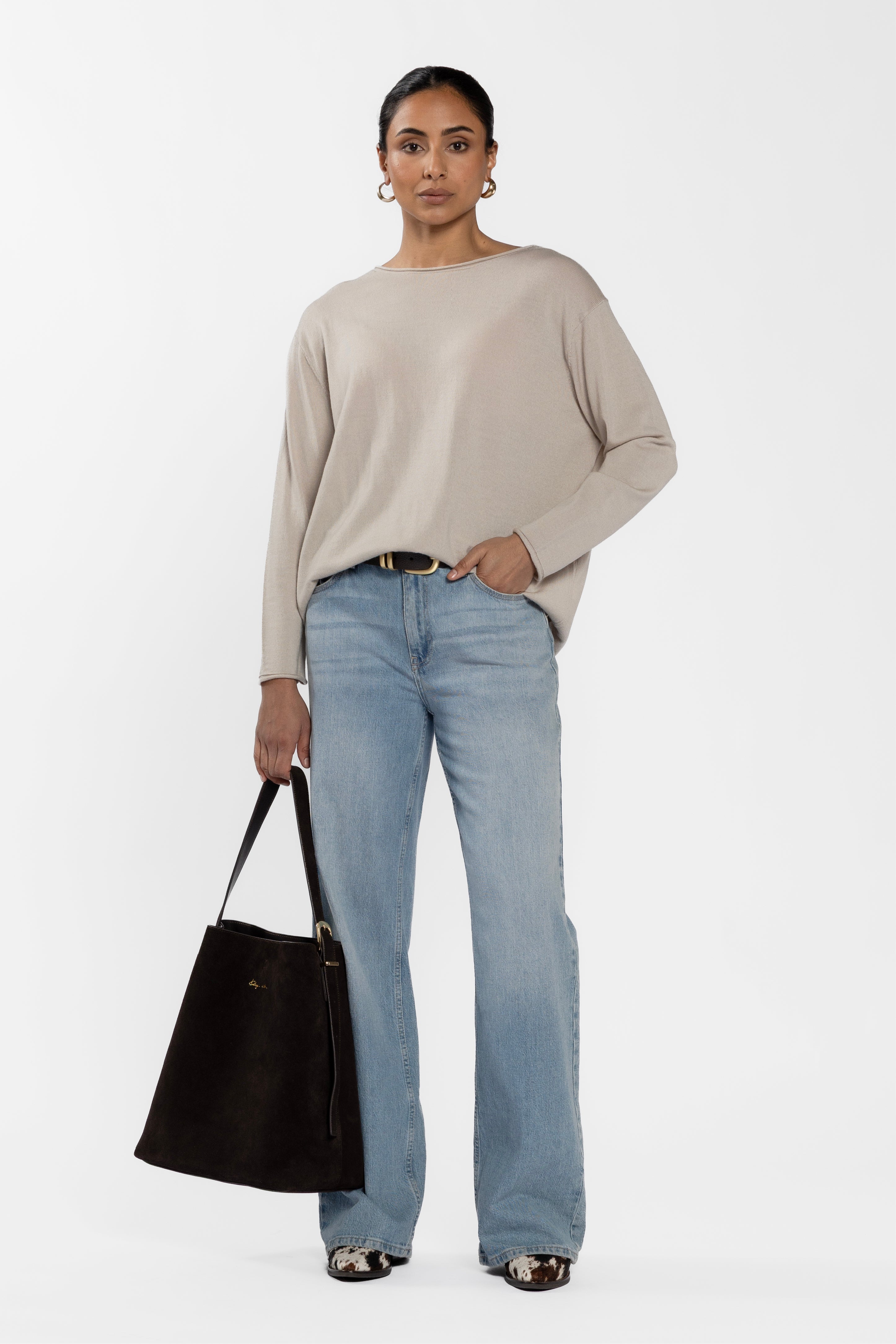 Charm Roll Hem Merino Jumper