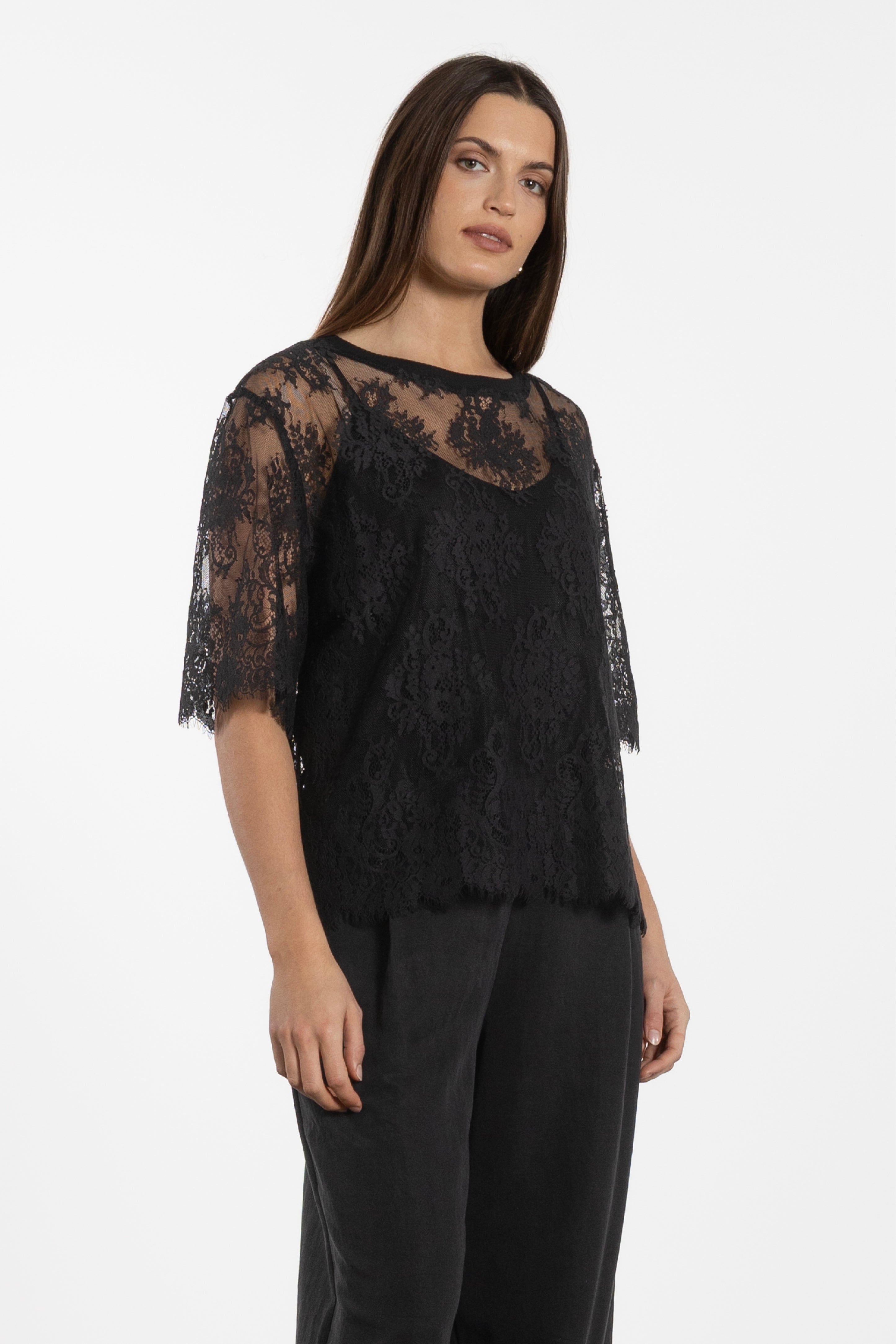 Cilla Scallop Hem Lace Top