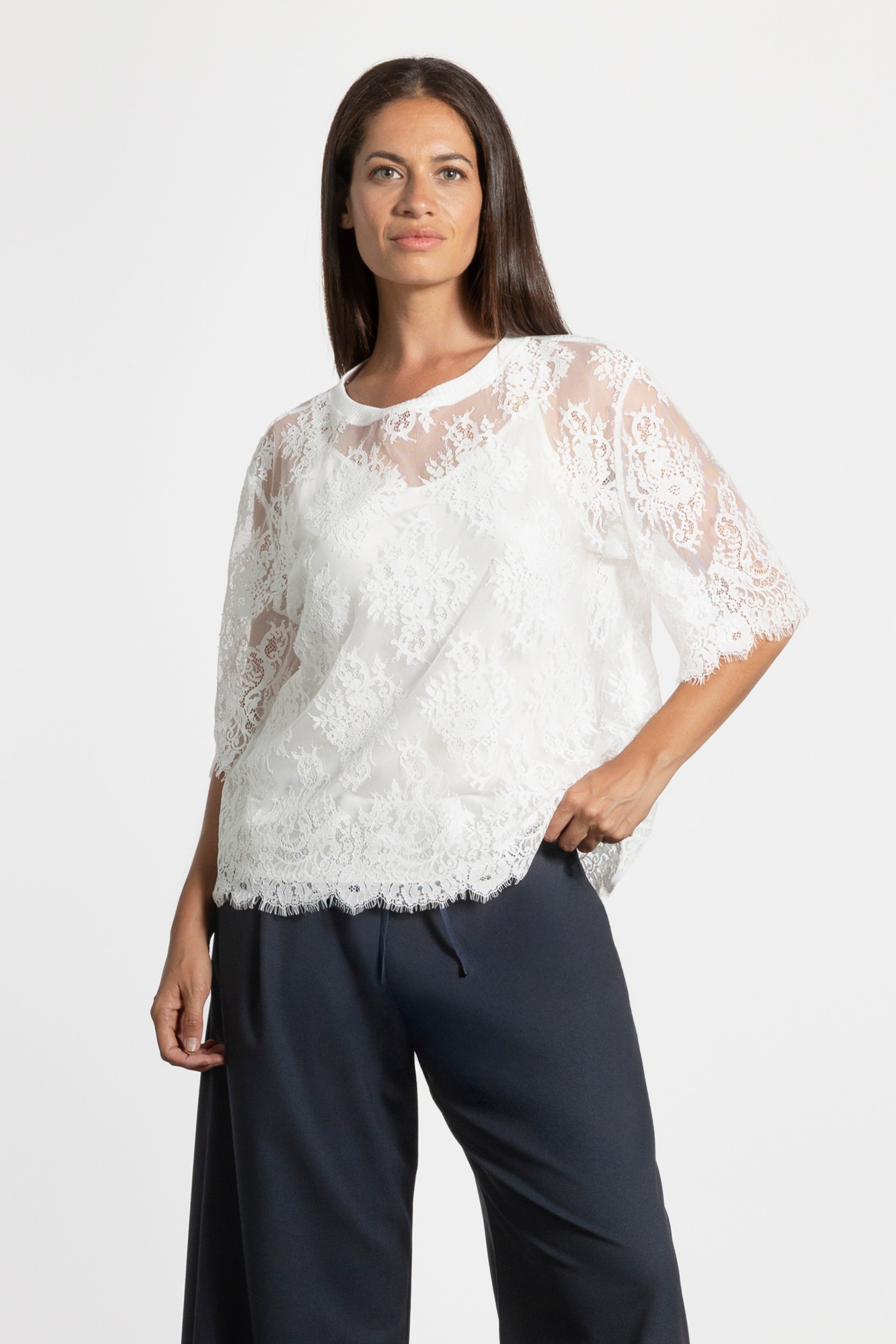 Cilla Scallop Hem Lace Top