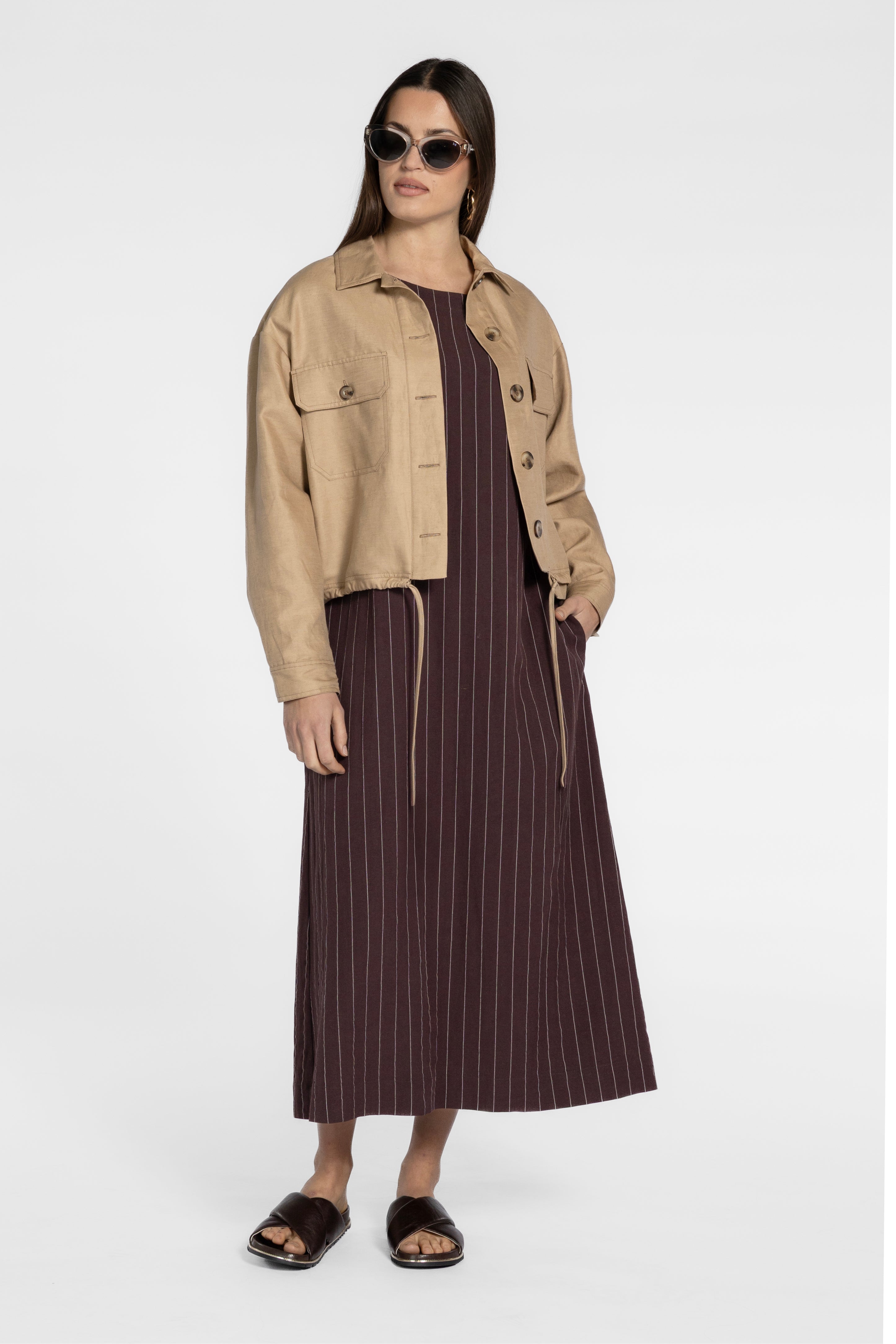 Clarence Short Sleeve Linen Blend Dress