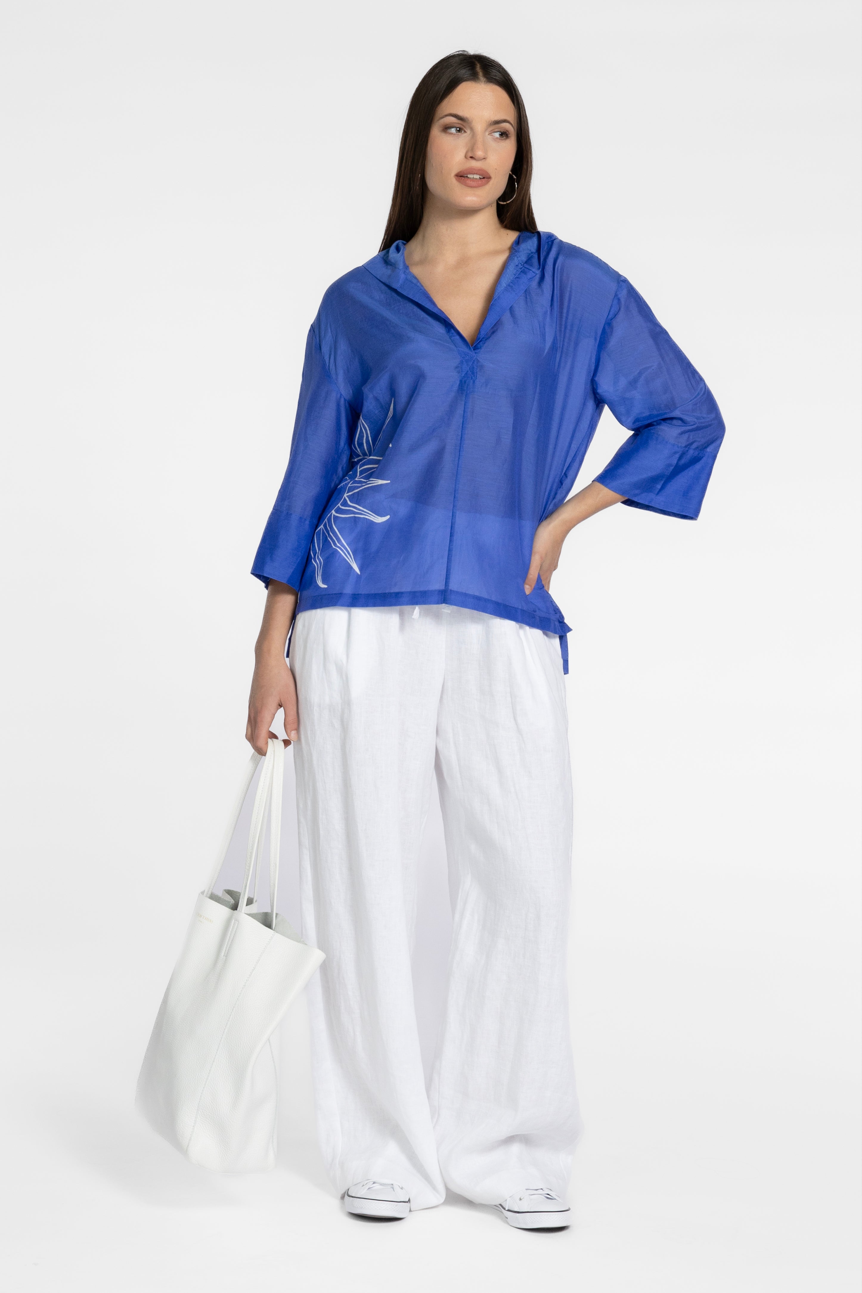 Corfu Cotton And Silk Hooded Top