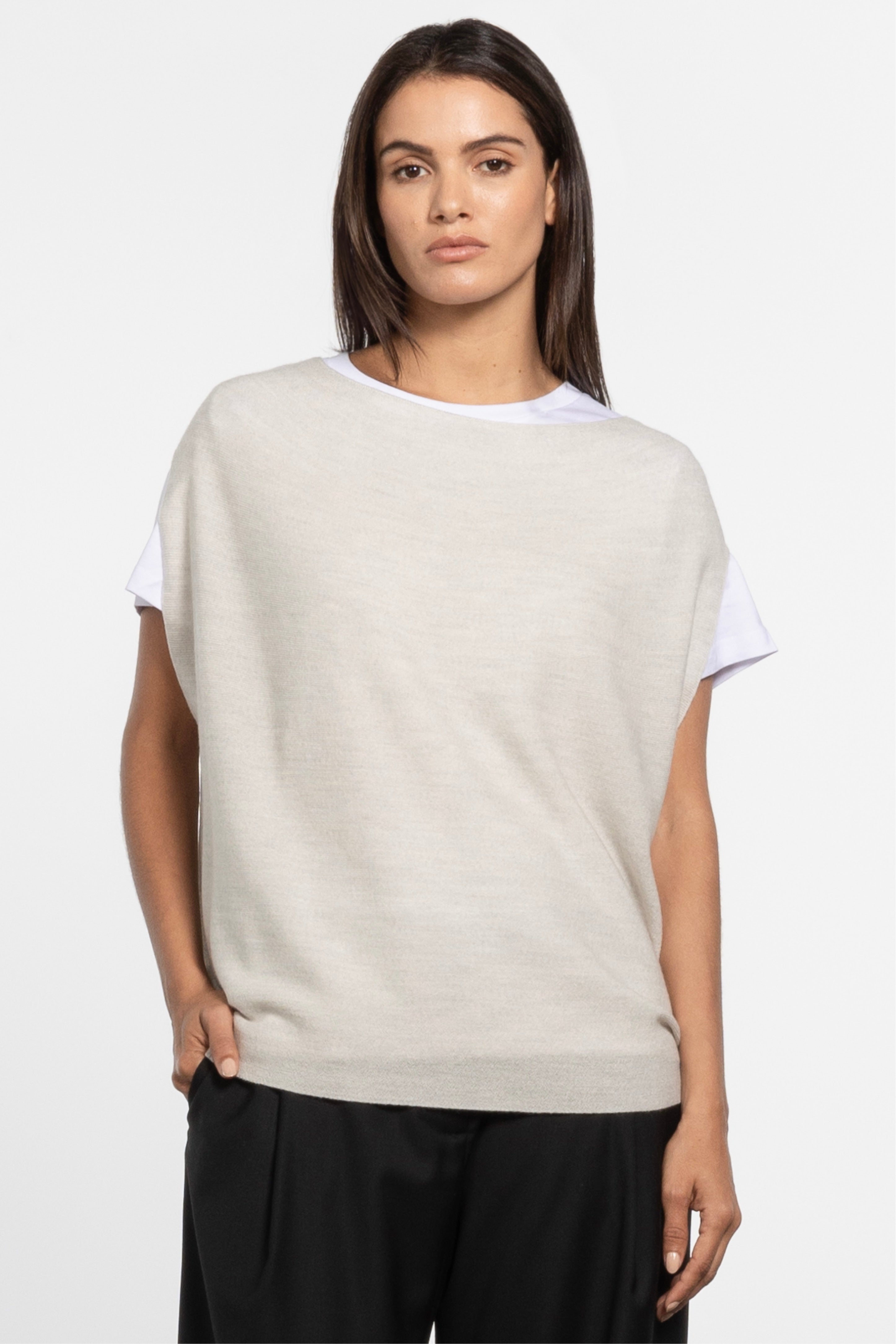 Frenchie Merino Sleeveless Gilet Top