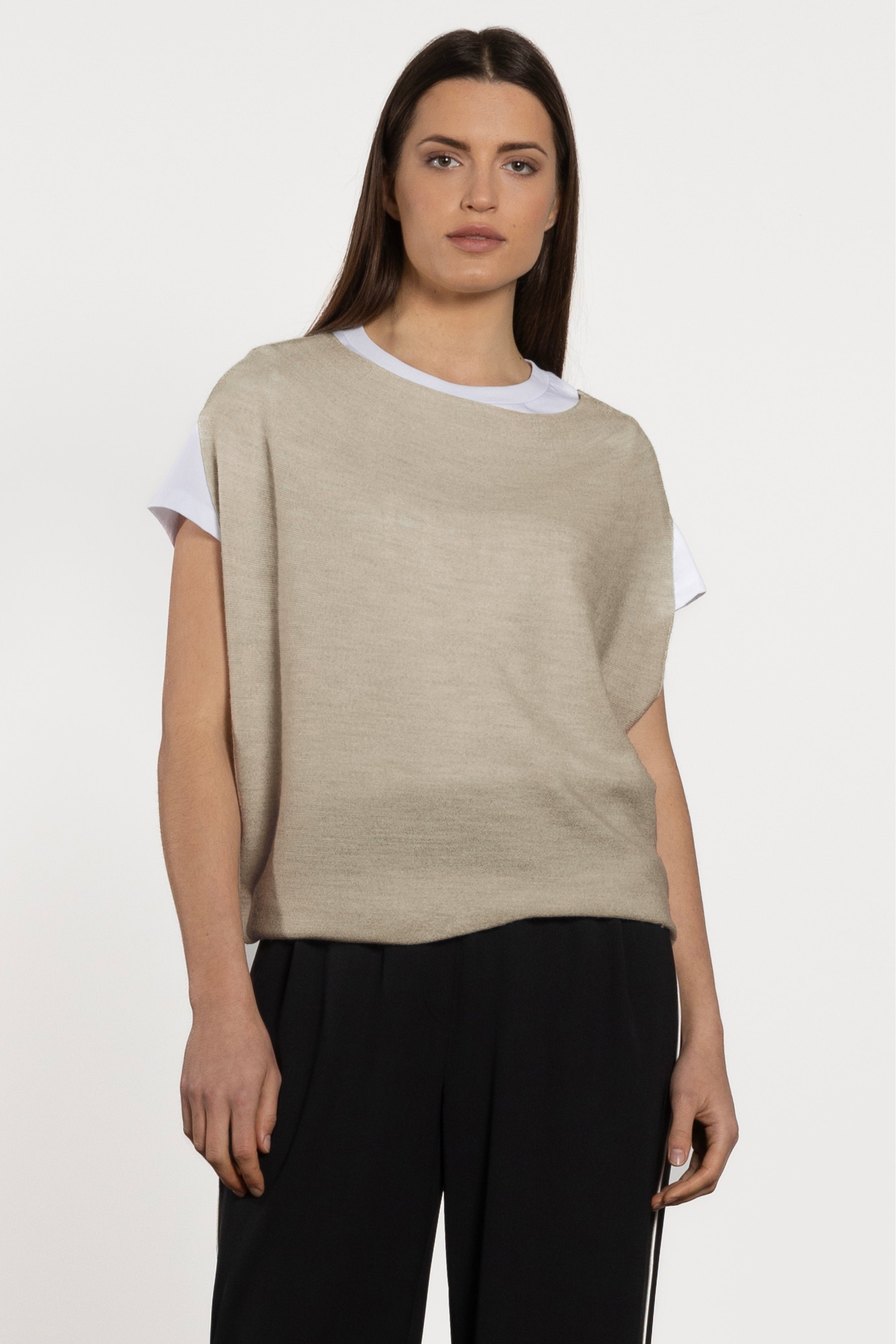 Frenchie Merino Sleeveless Gilet Top
