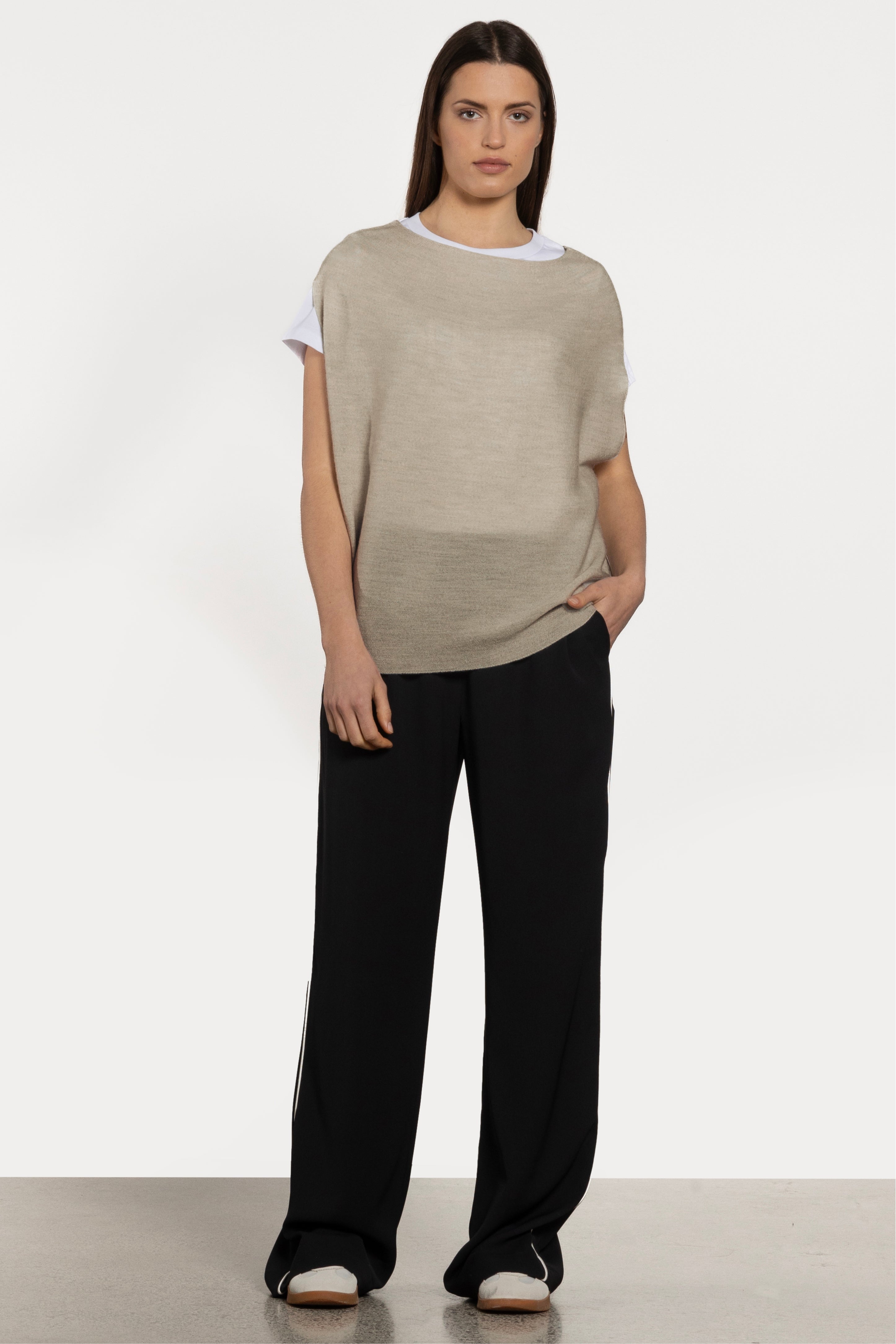 Frenchie Merino Sleeveless Gilet Top