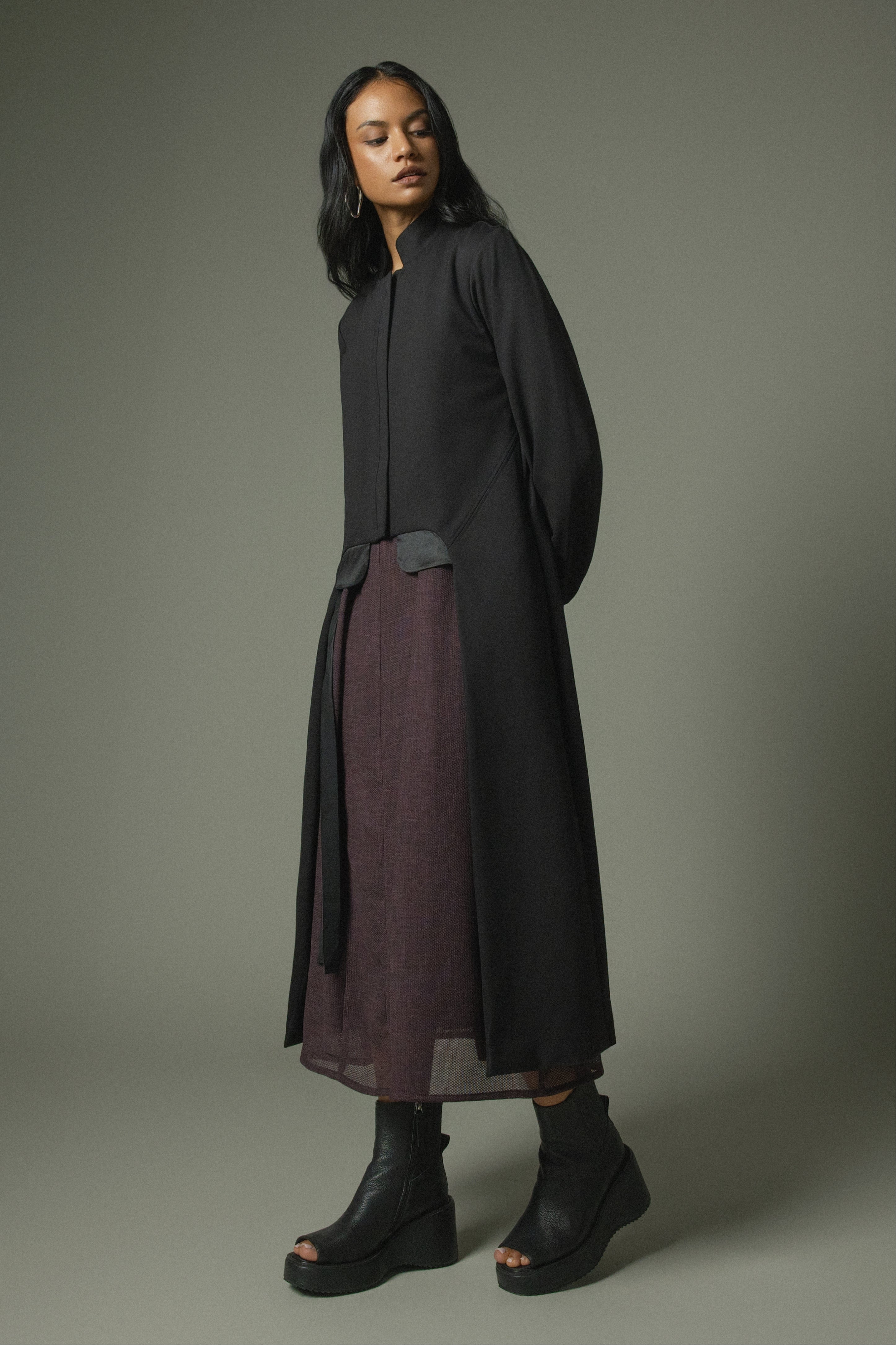Harper Long Coat (With Lotus Brooch)