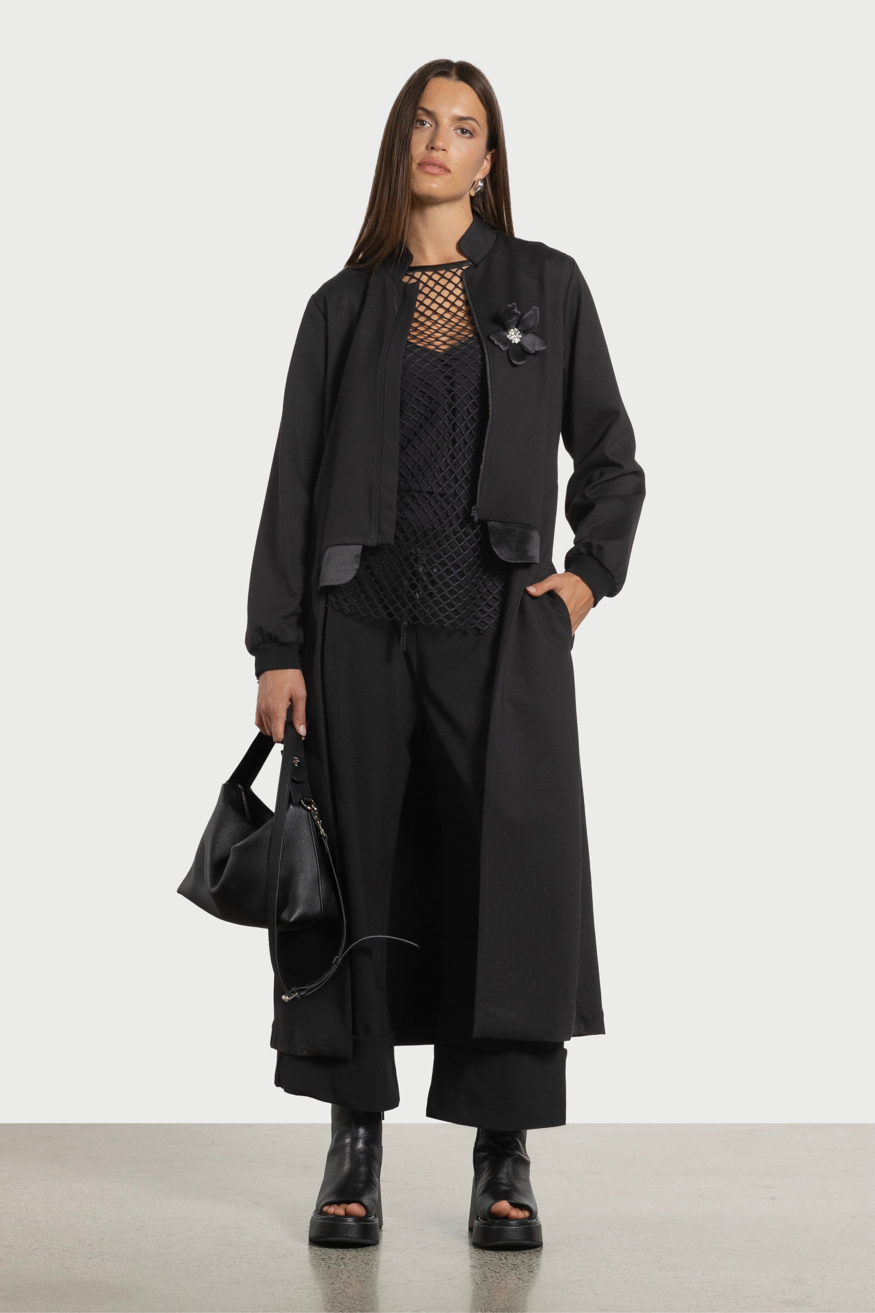 Harper Long Coat (With Lotus Brooch)