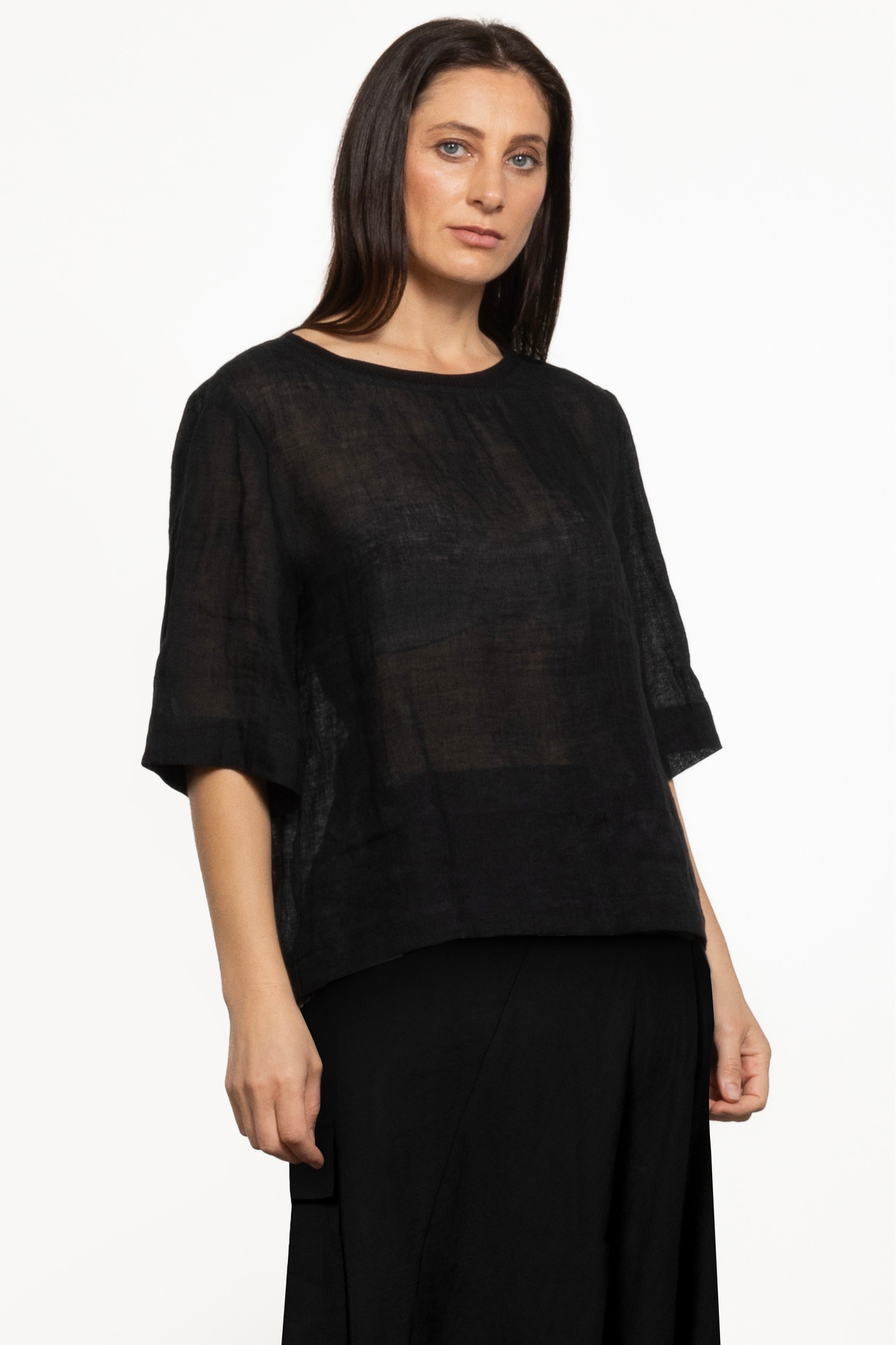 Lani Linen Mesh Top