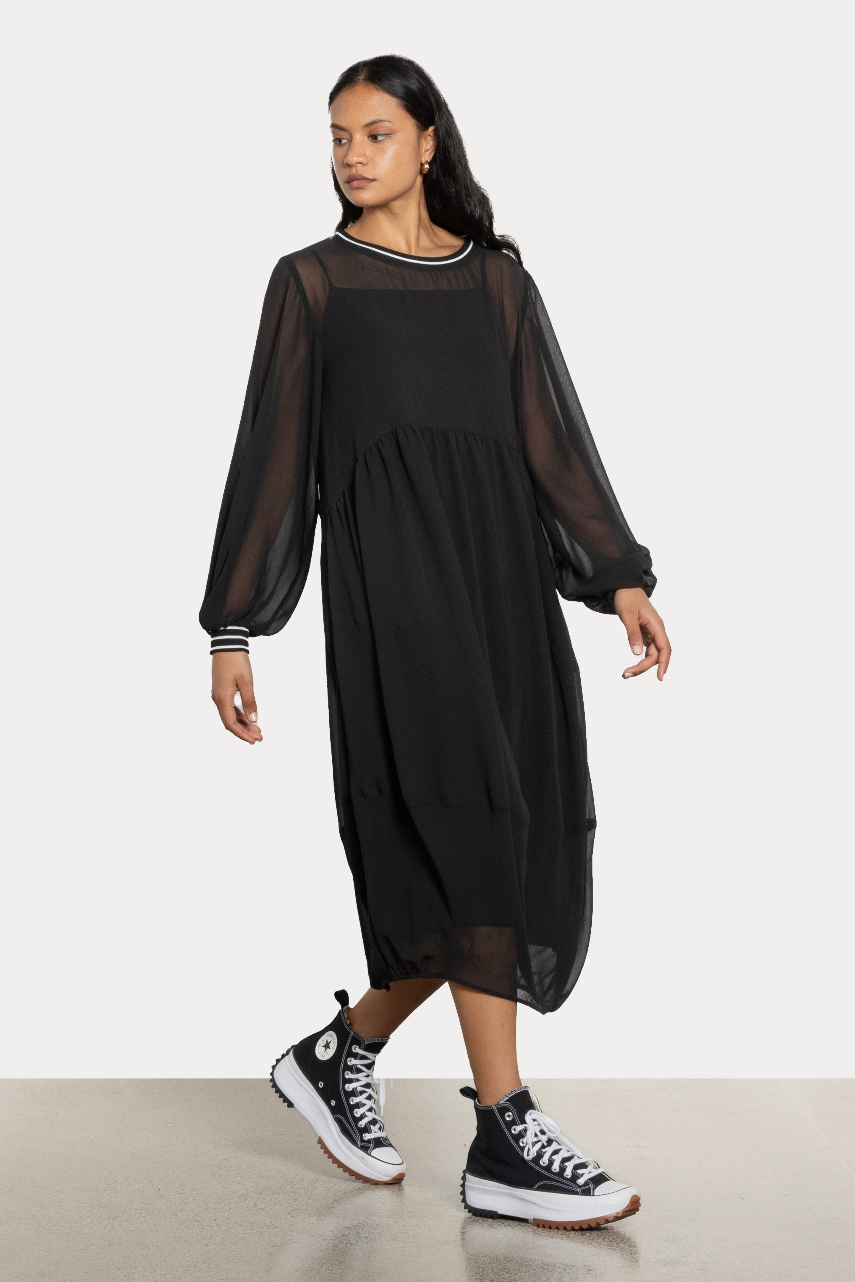 Lucy Semi Sheer Long Sleeve Dress & Slip