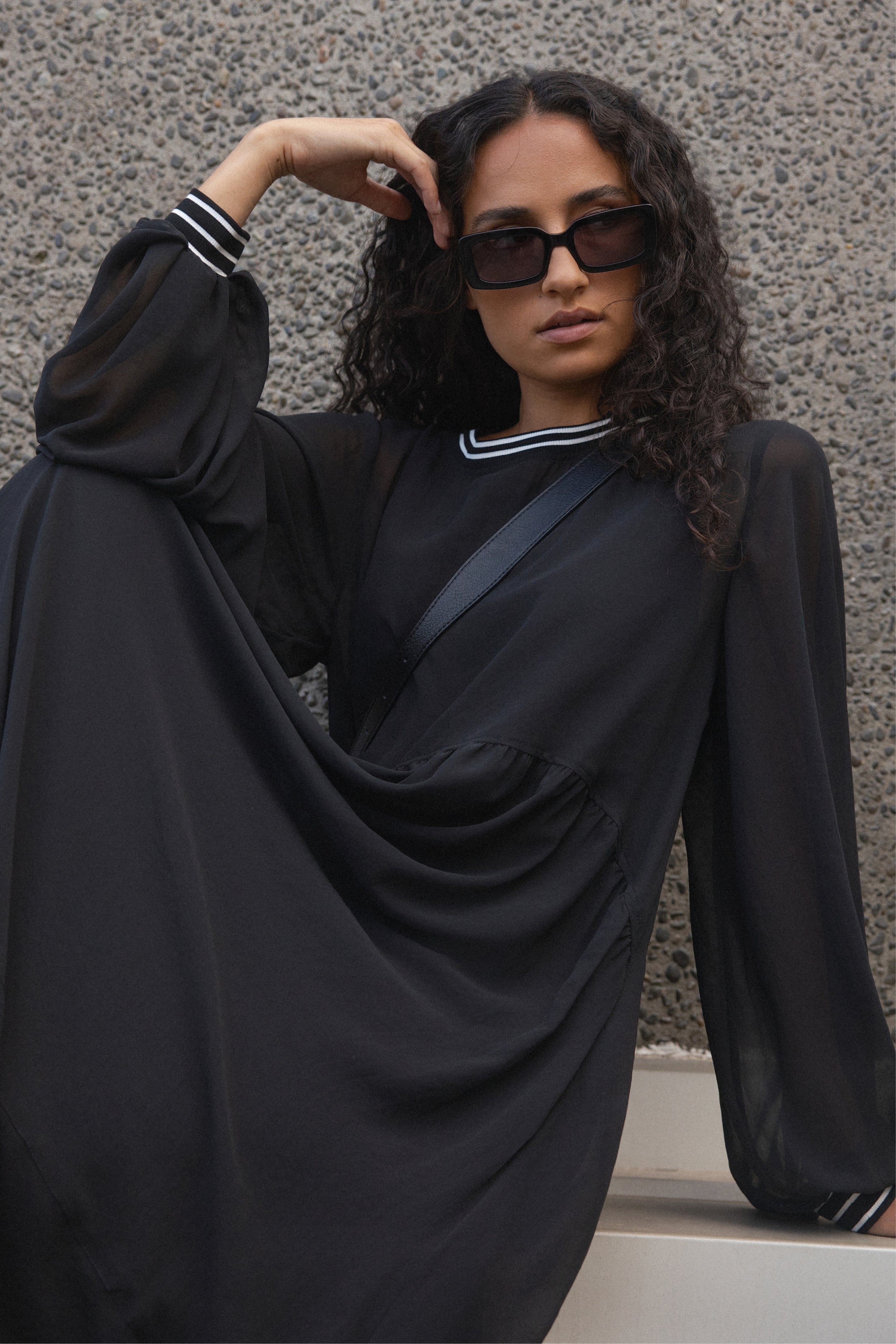 Lucy Semi Sheer Long Sleeve Dress & Slip