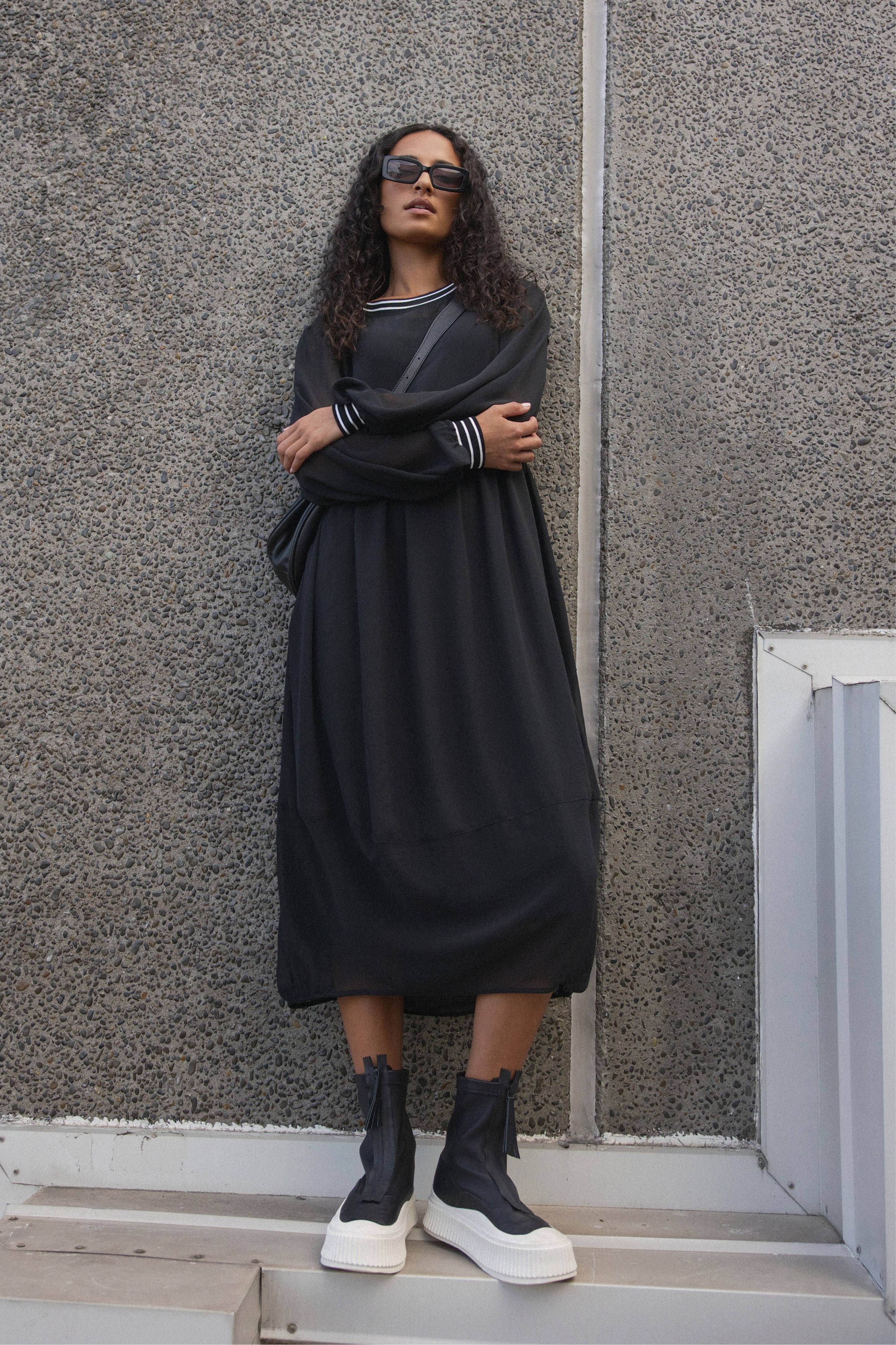 Lucy Semi Sheer Long Sleeve Dress & Slip