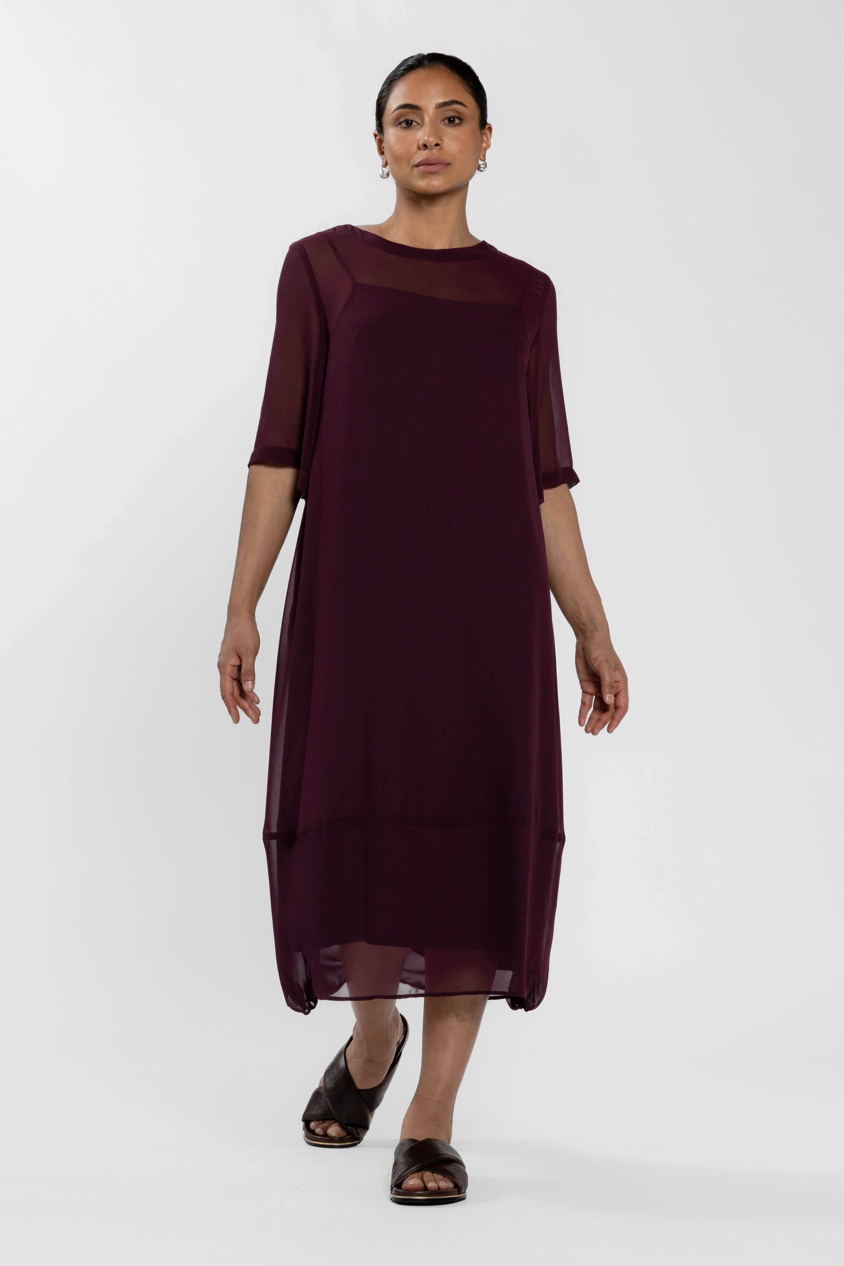 Maison Chiffon Midi Dress