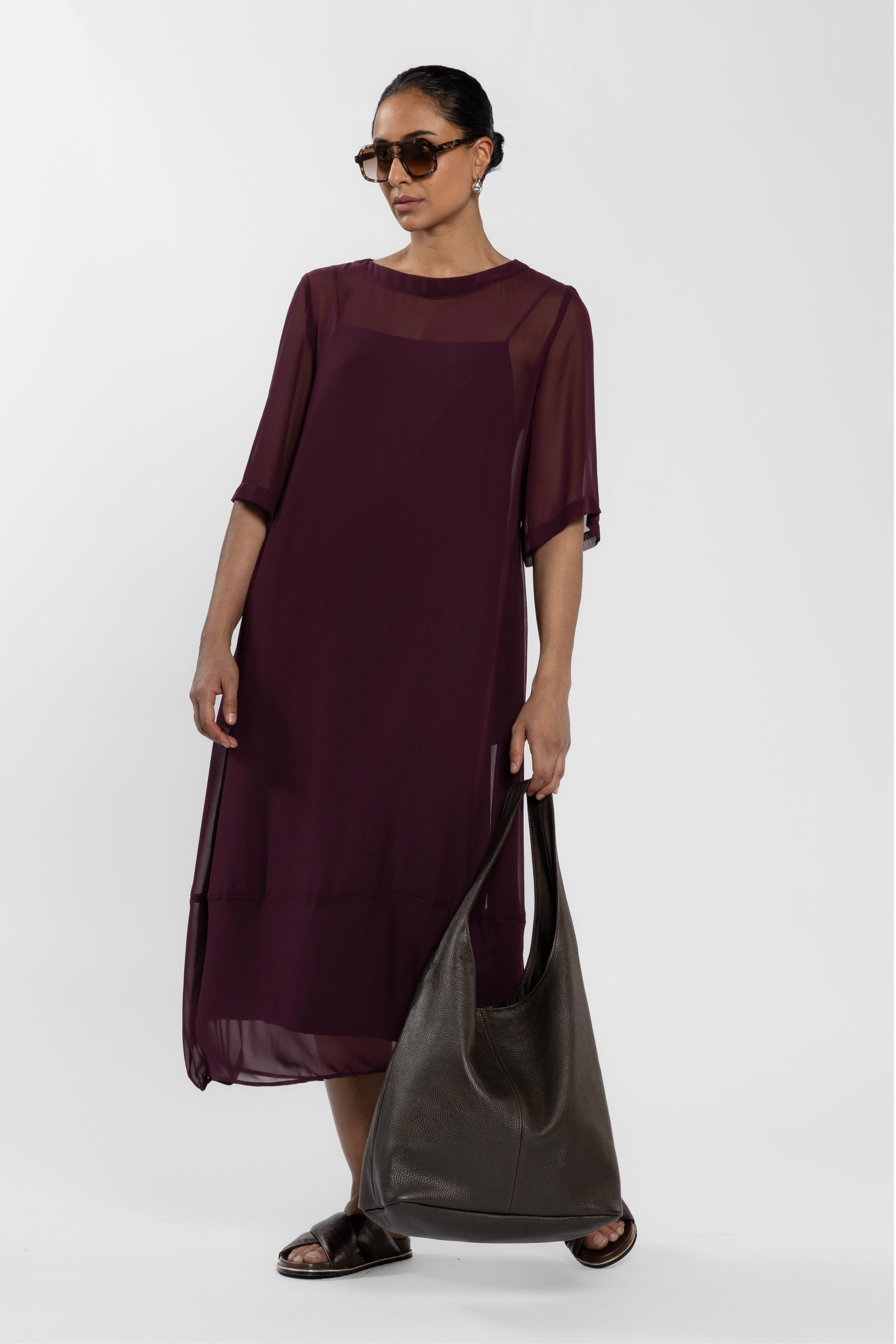 Maison Chiffon Midi Dress
