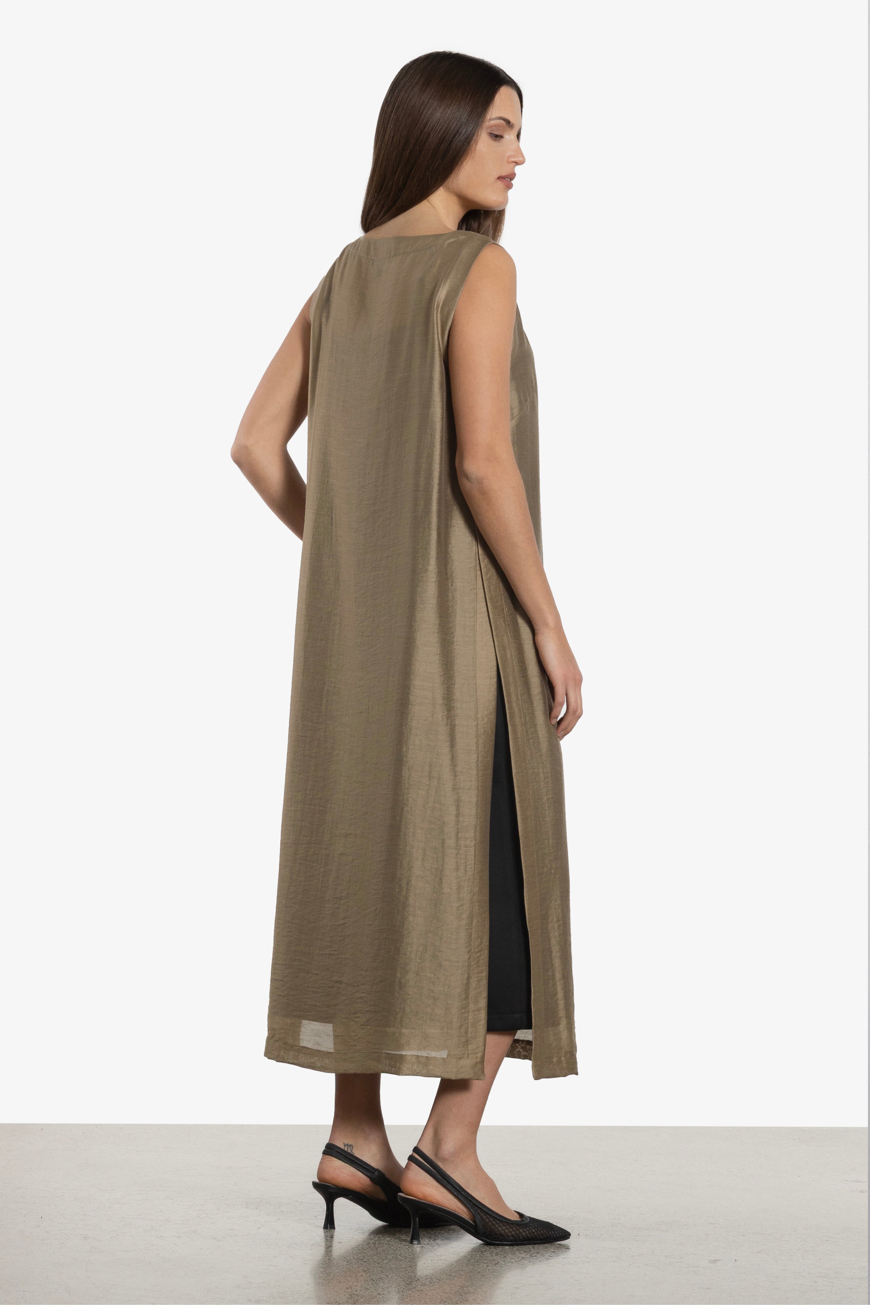 Midas Side Split Long Dress With Slip