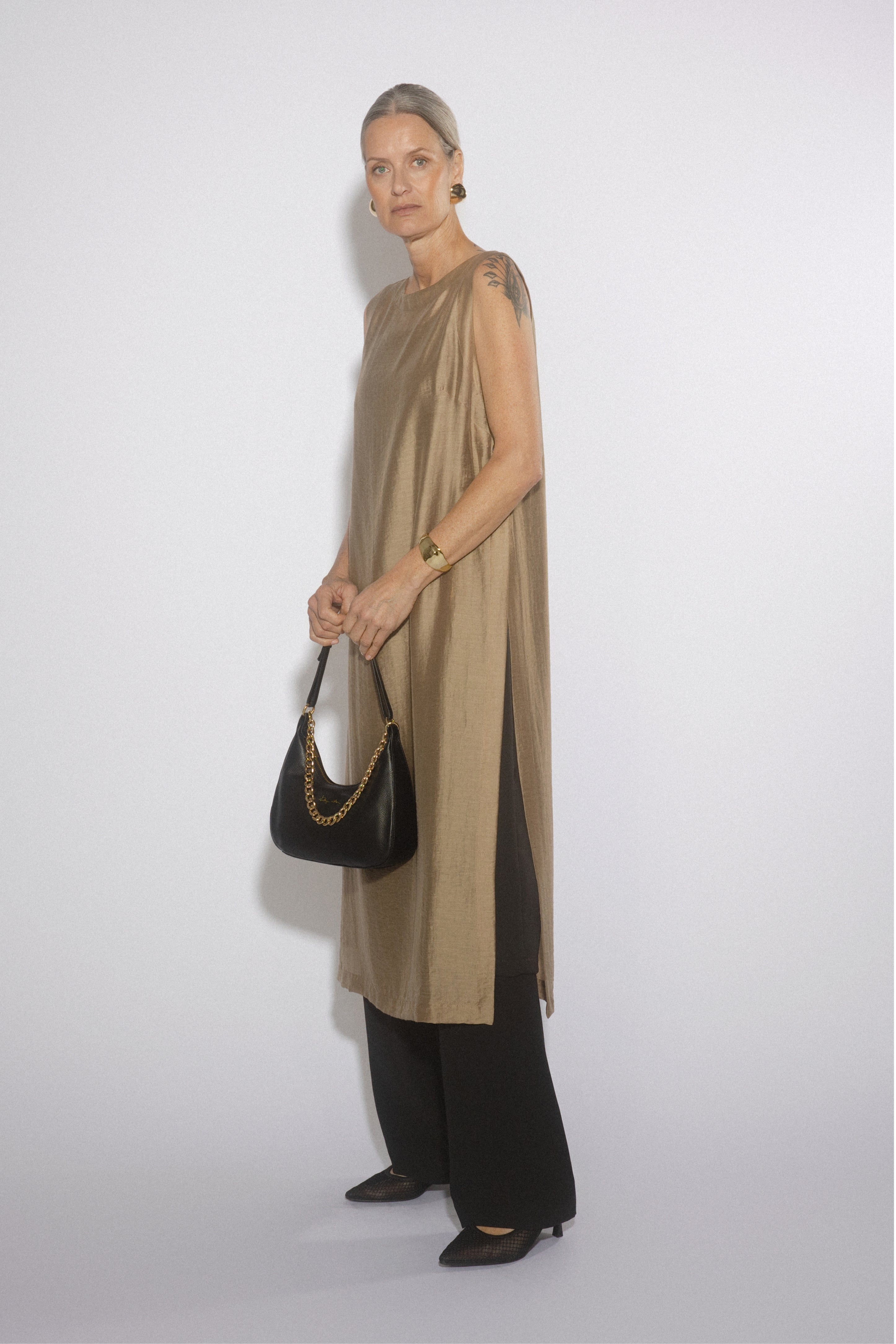 Midas Side Split Long Dress With Slip