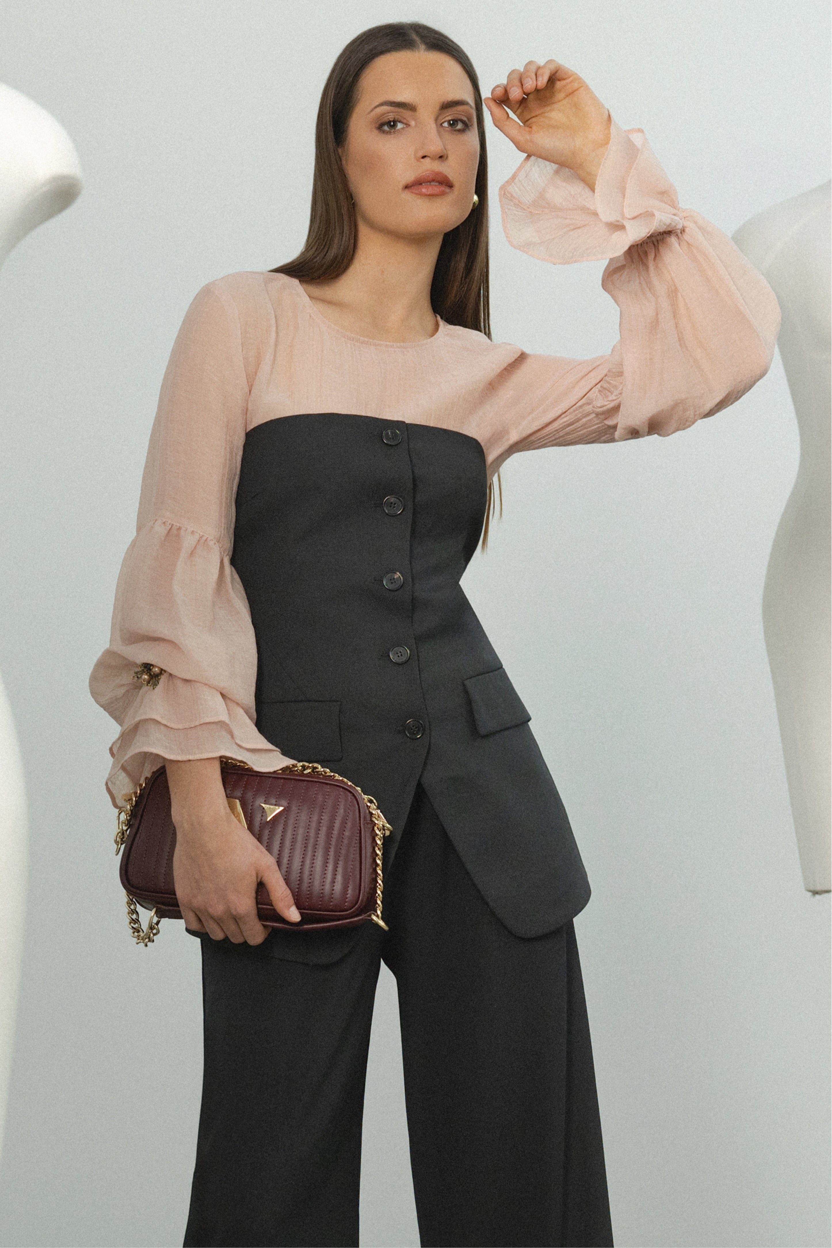 Poet Long Sleeve Semi-Sheer Blouse