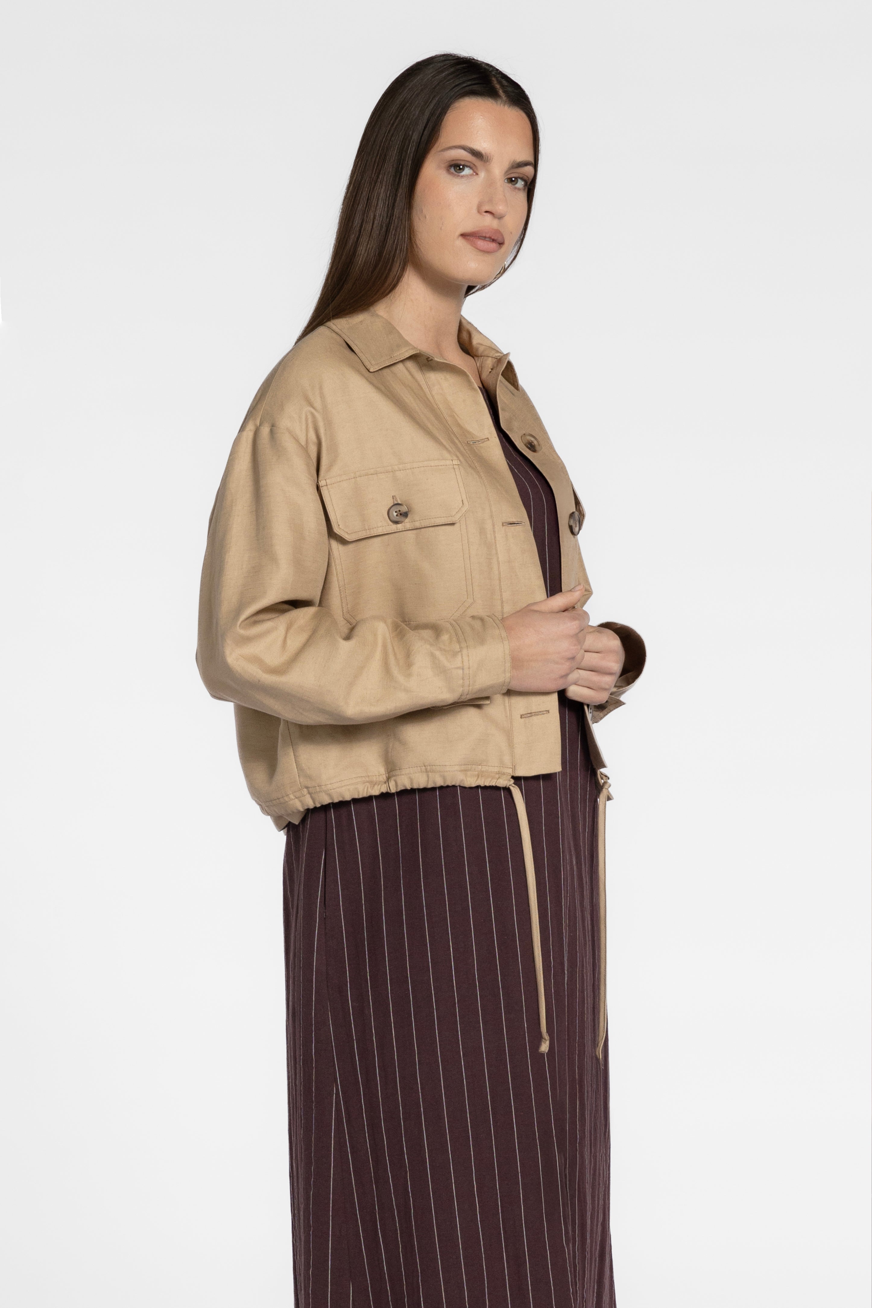 Ria Linen Blend Cropped Jacket