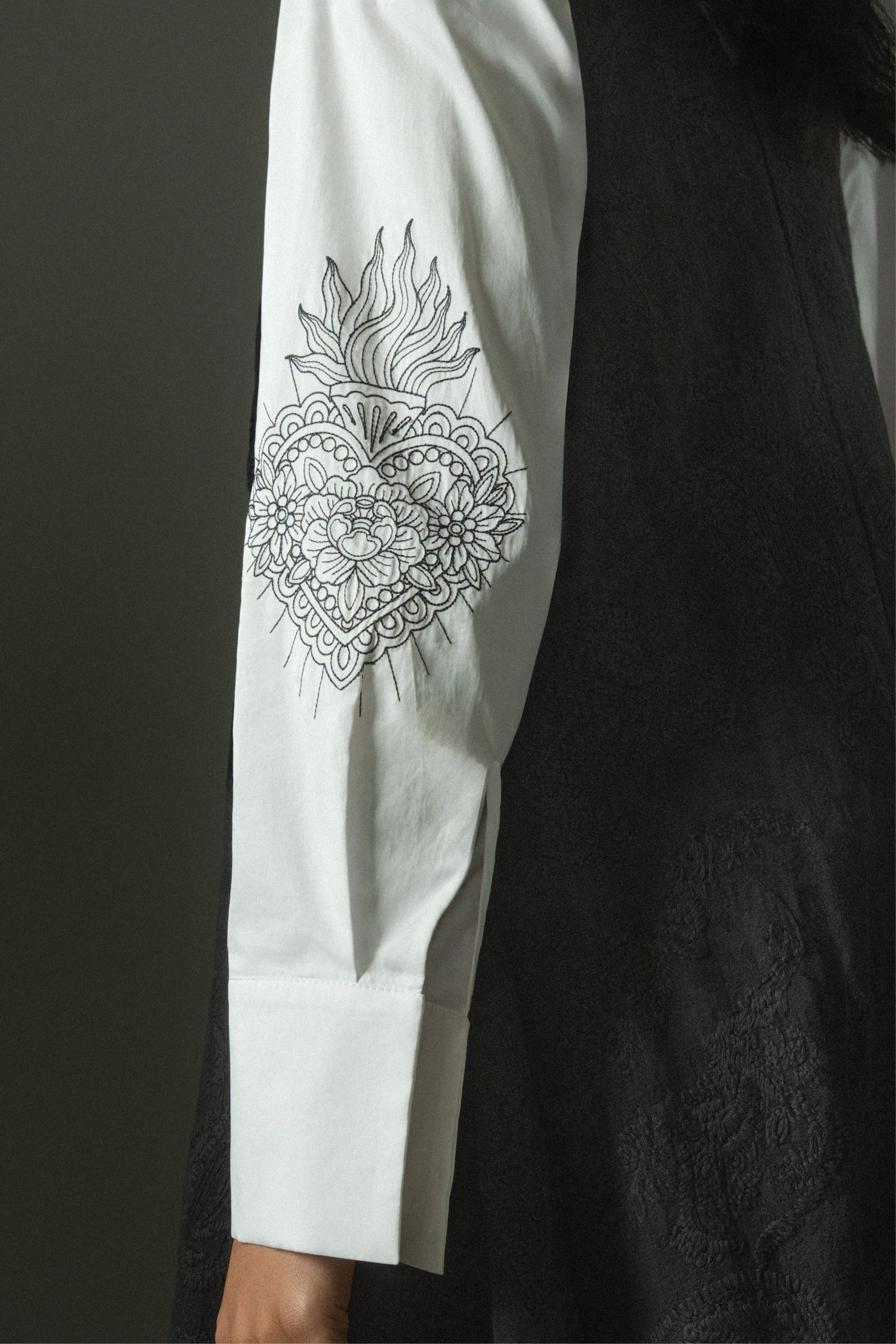 Satchi Embroidered Sleeve Cotton Shirt