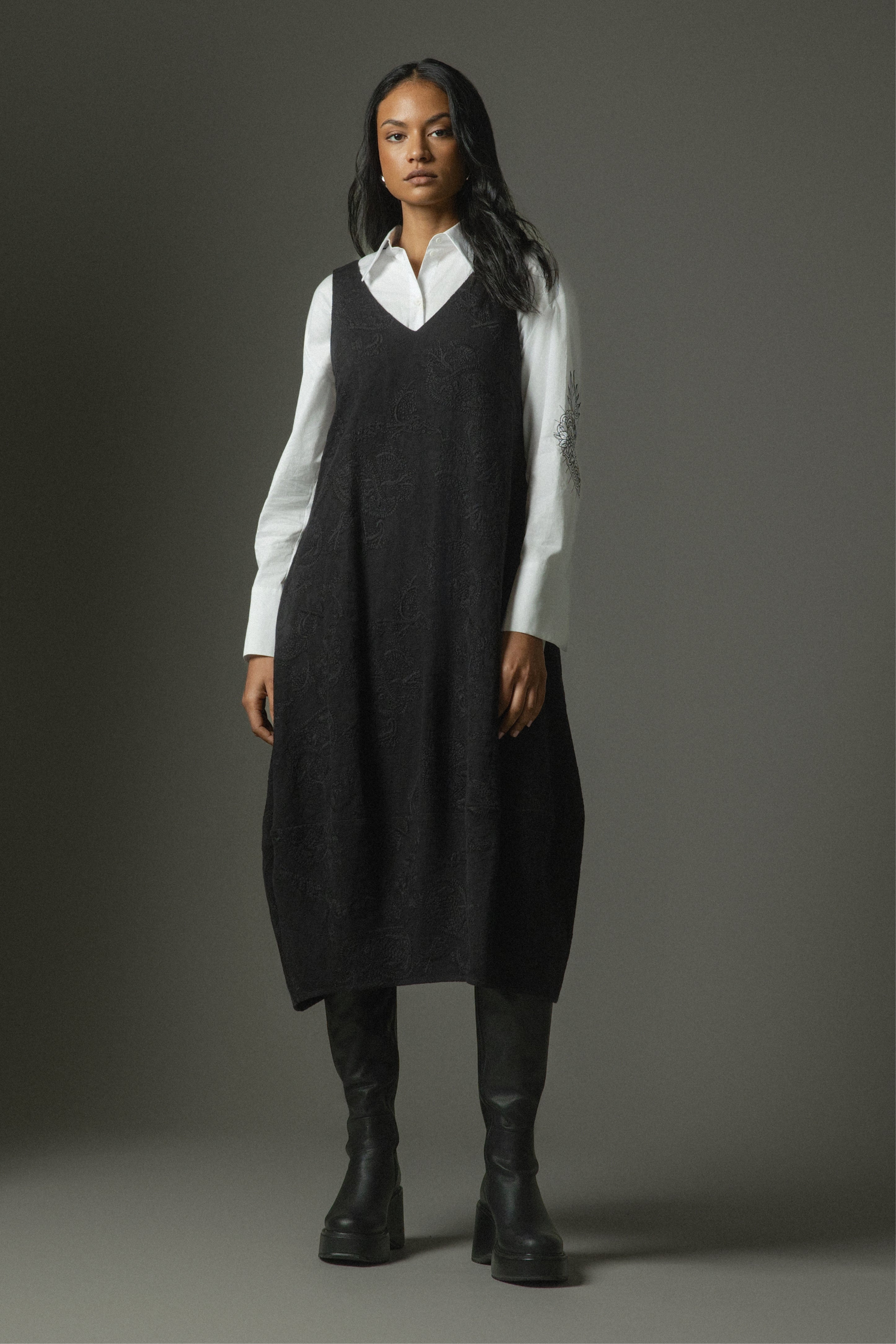 Satchi Embroidered Sleeve Cotton Shirt