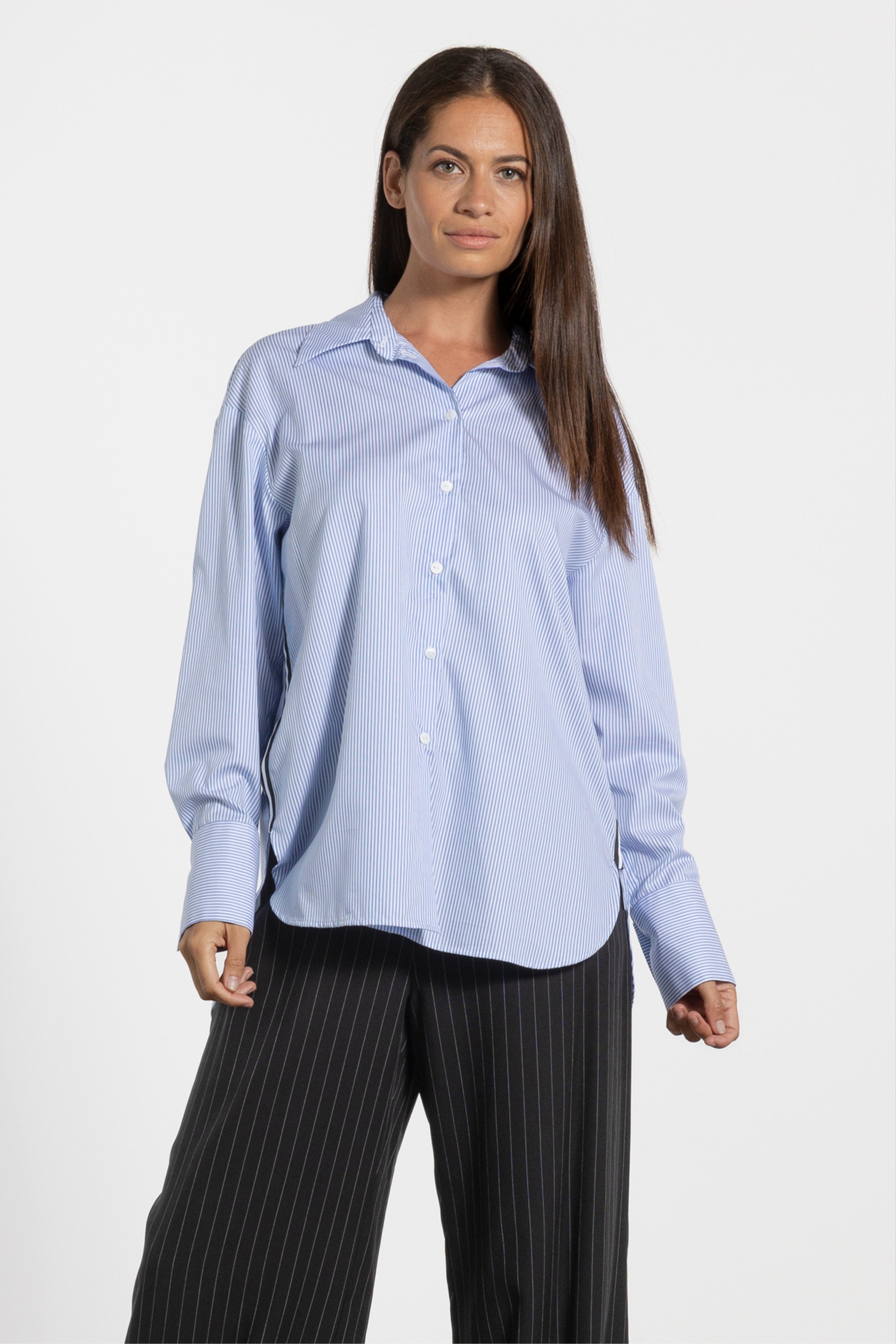 Serena Side Stripe Cotton Shirt