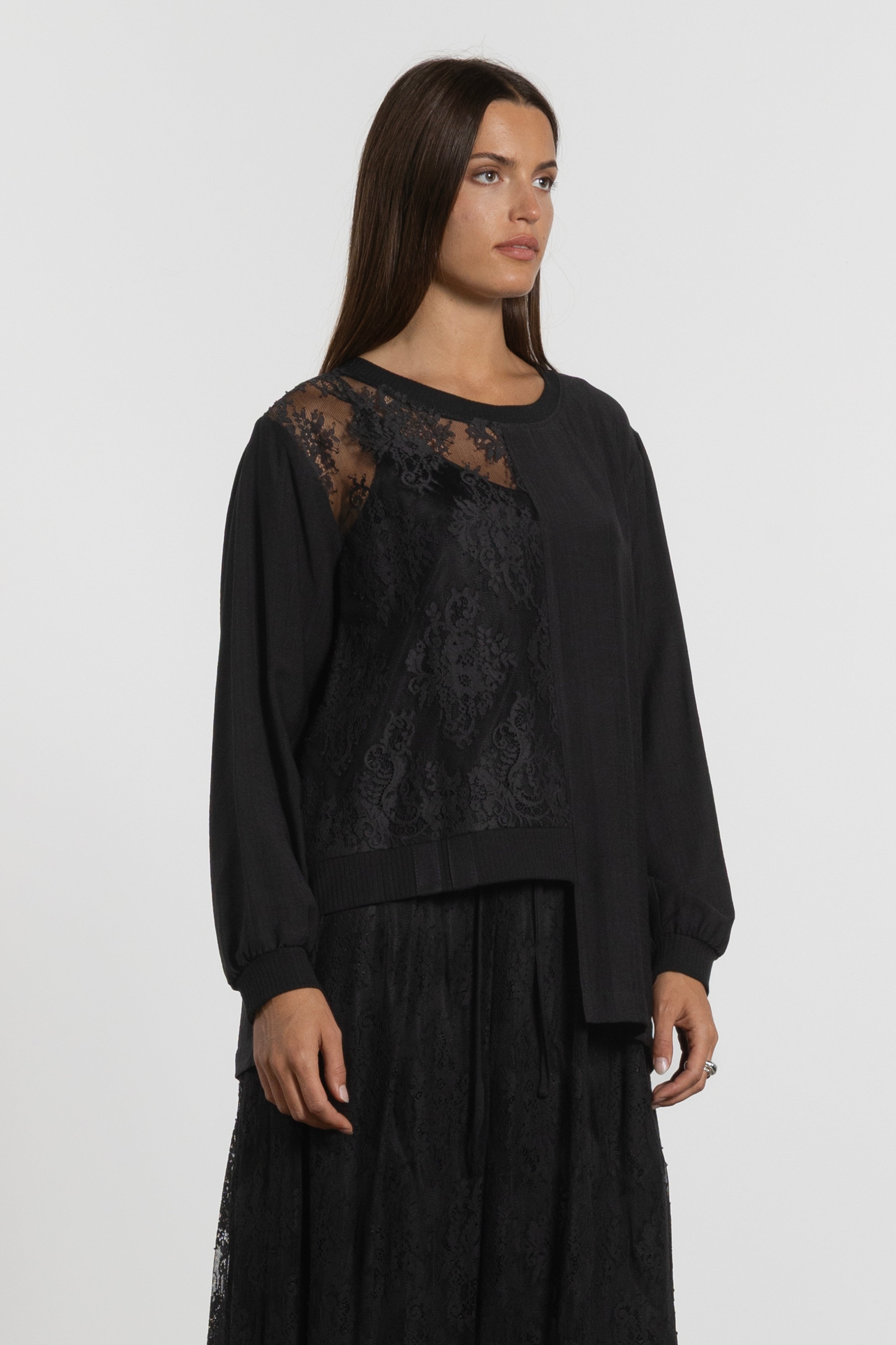Sigma Lace Insert Asymmetric Top