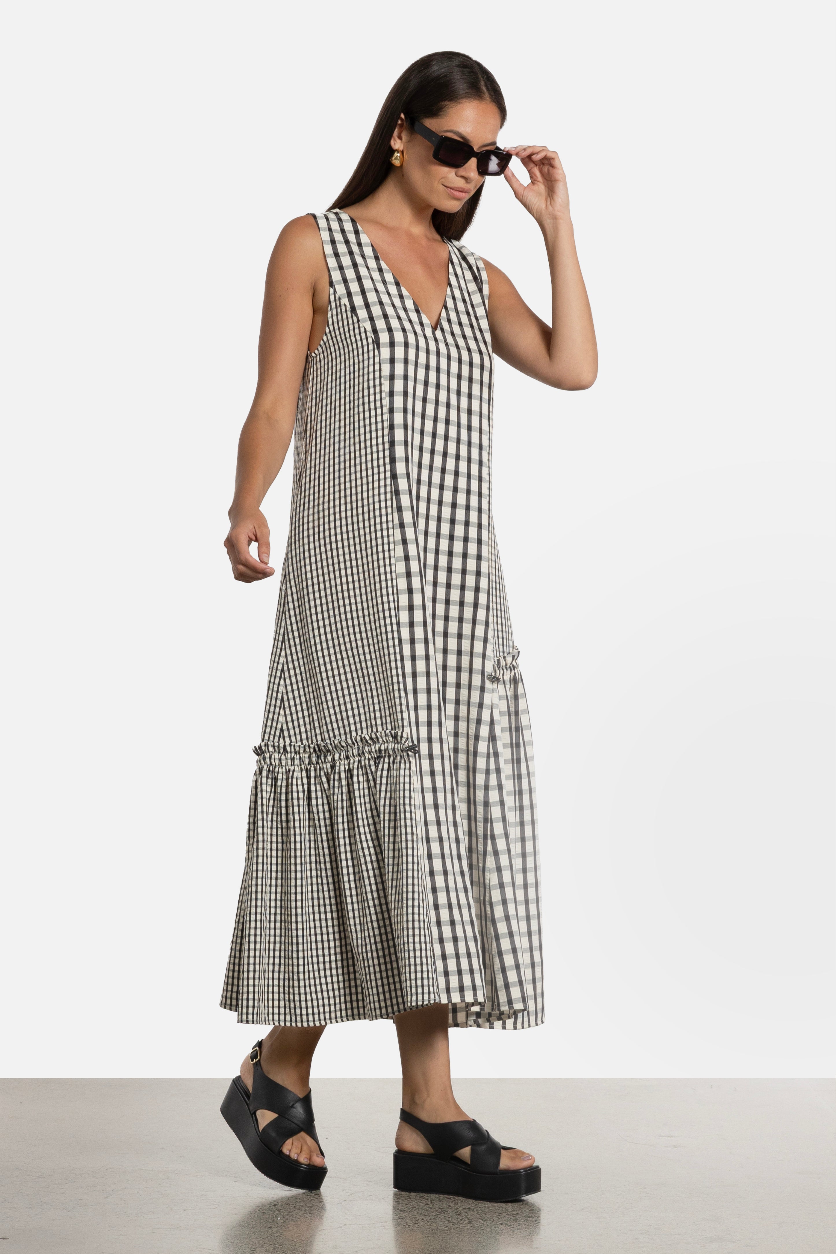 Simona Asymmetrical Gathered Dress