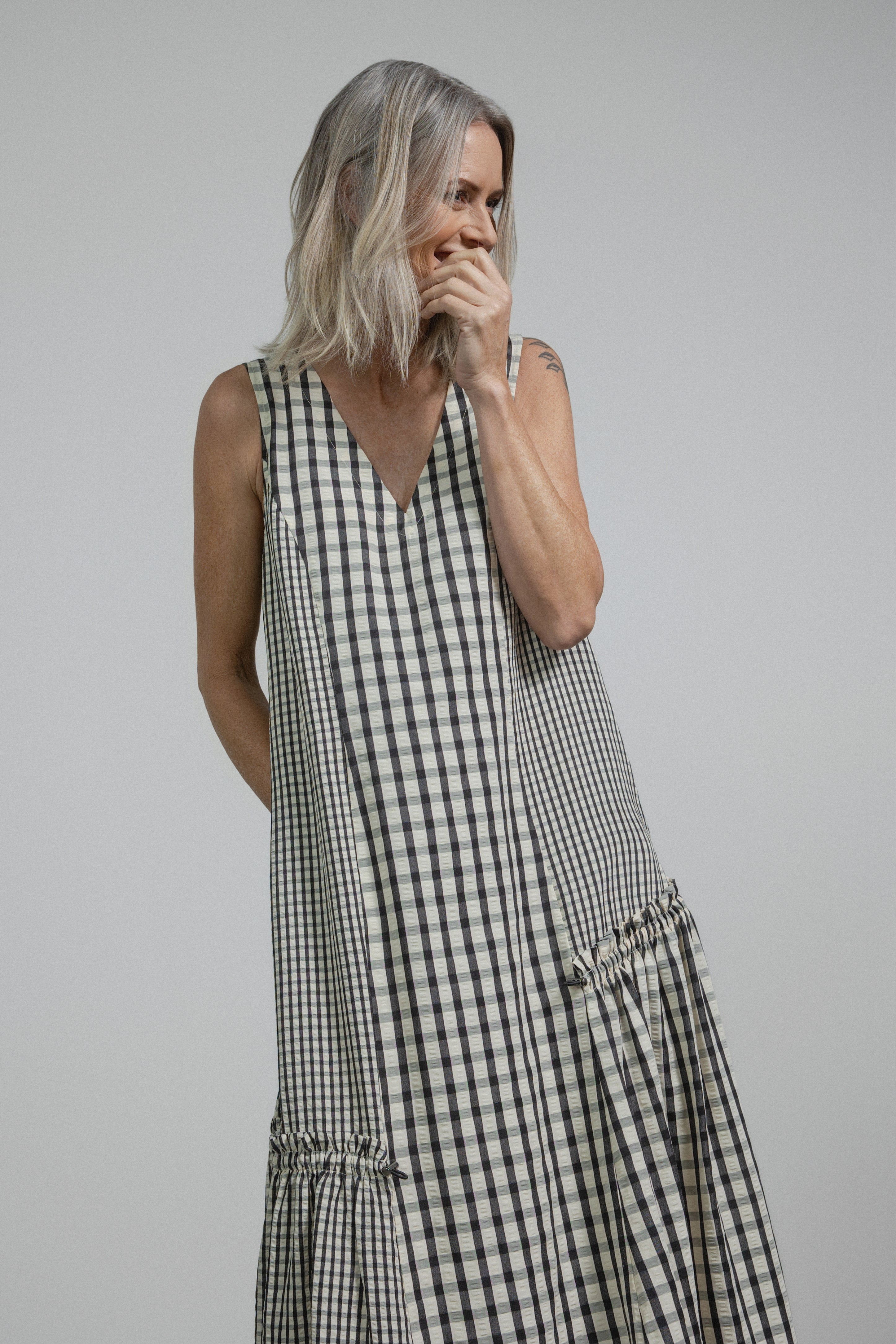 Simona Asymmetrical Gathered Dress