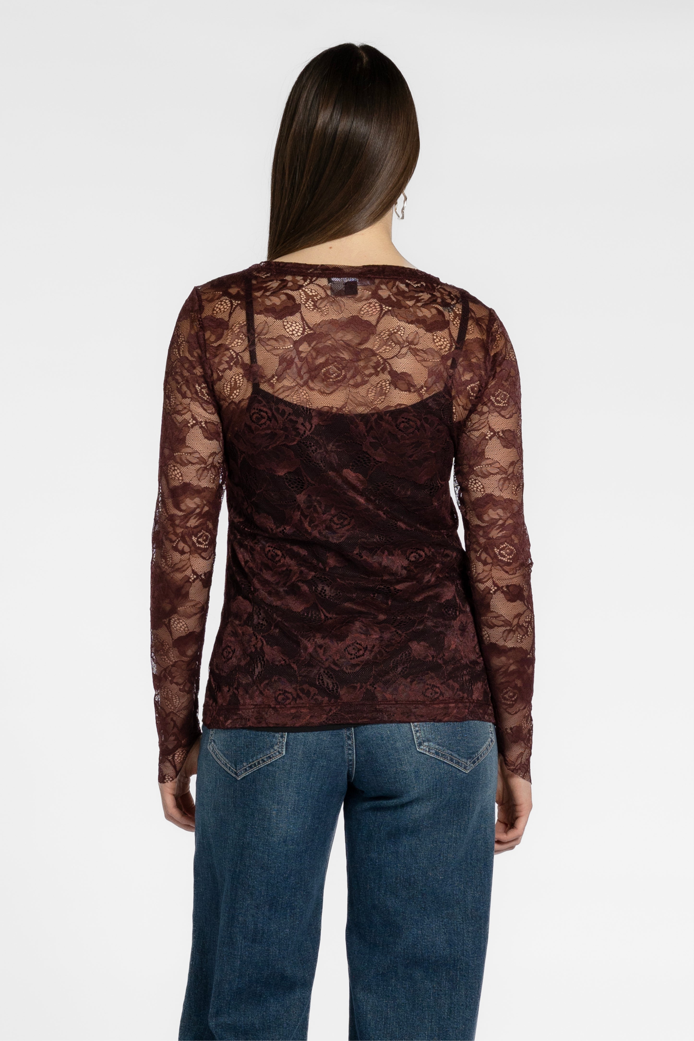 Syrah Stretch Lace Long Sleeve Top