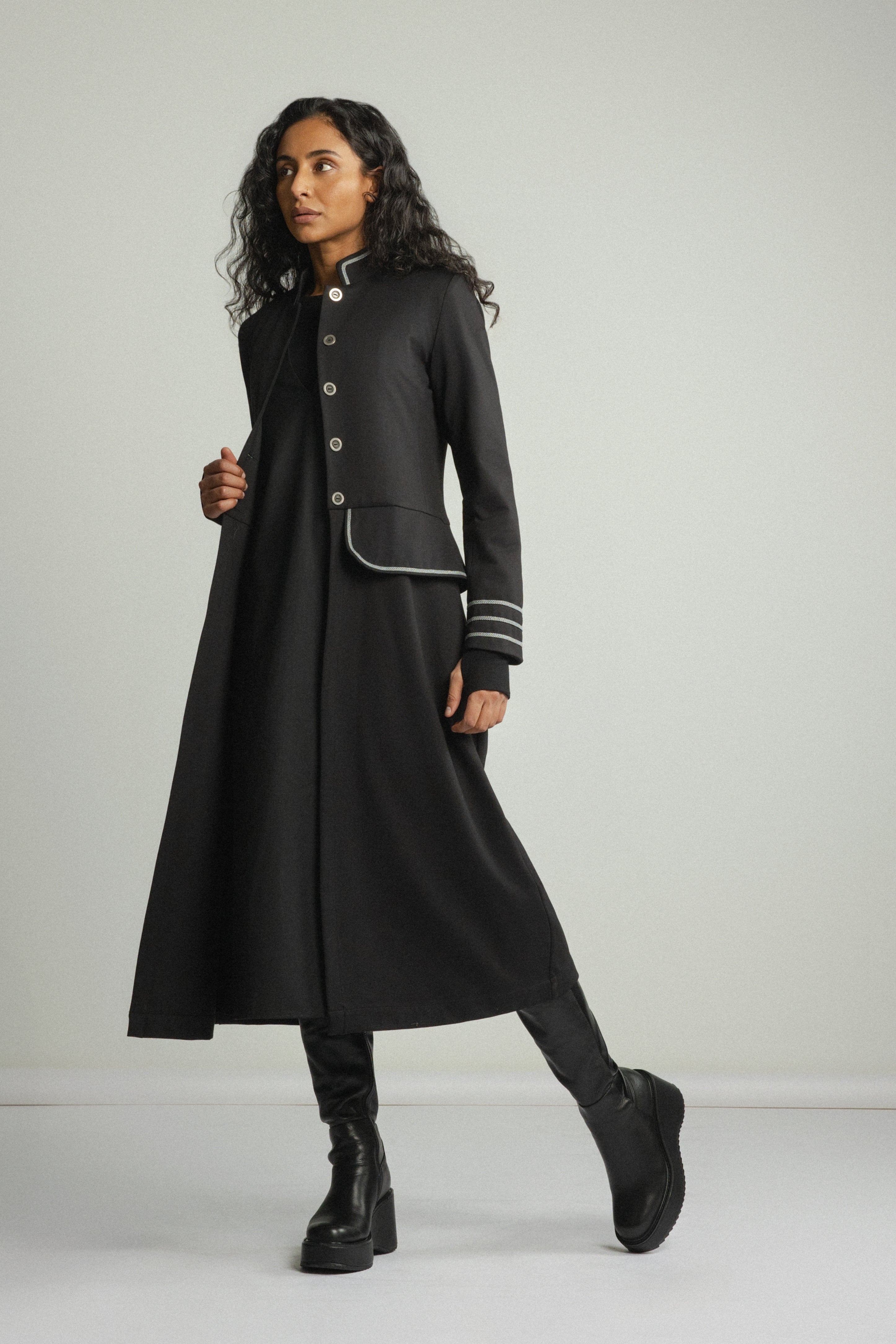 Venice Silver Trim Long Coat