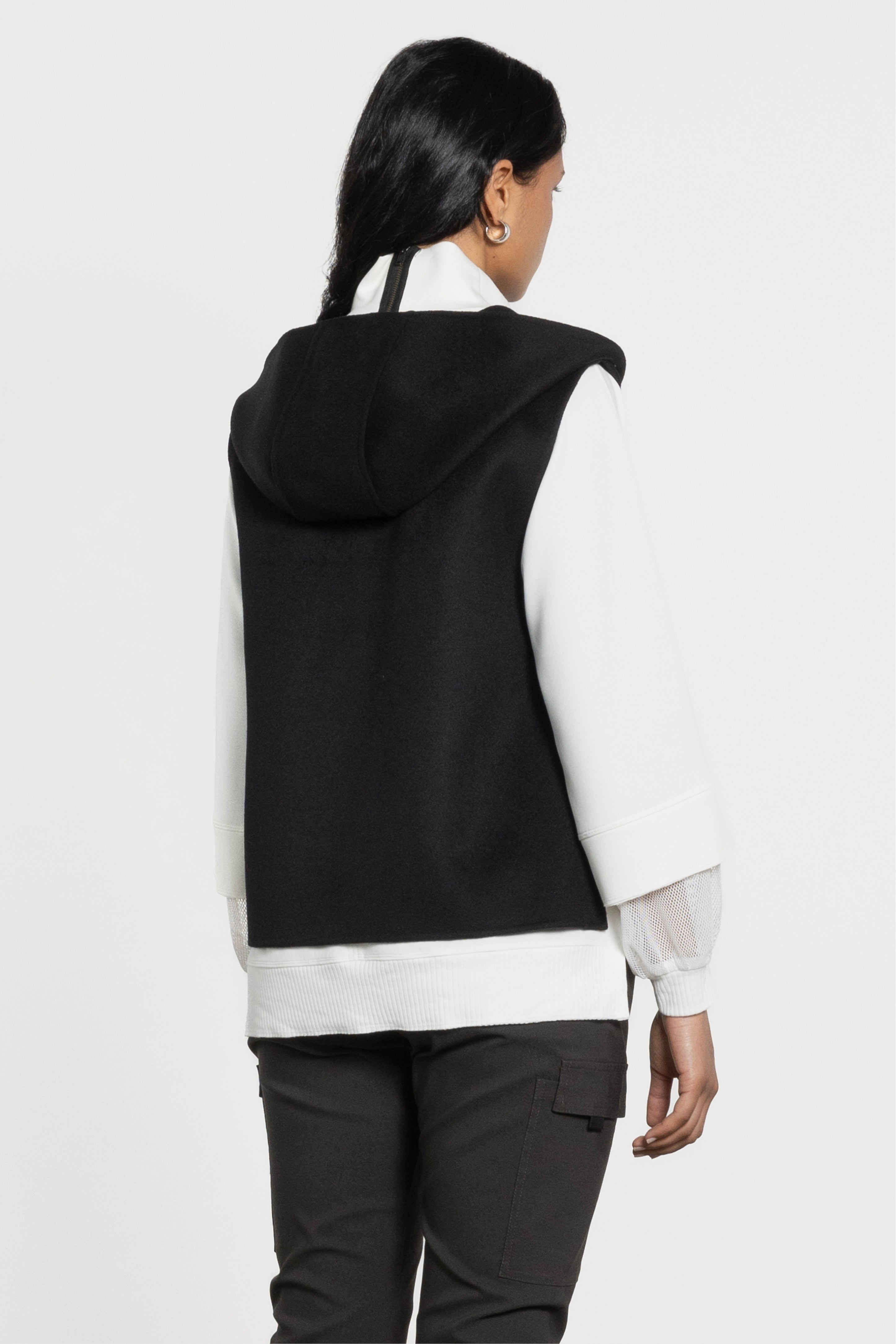 Vida Sleeveless Wool Blend Hooded Vest