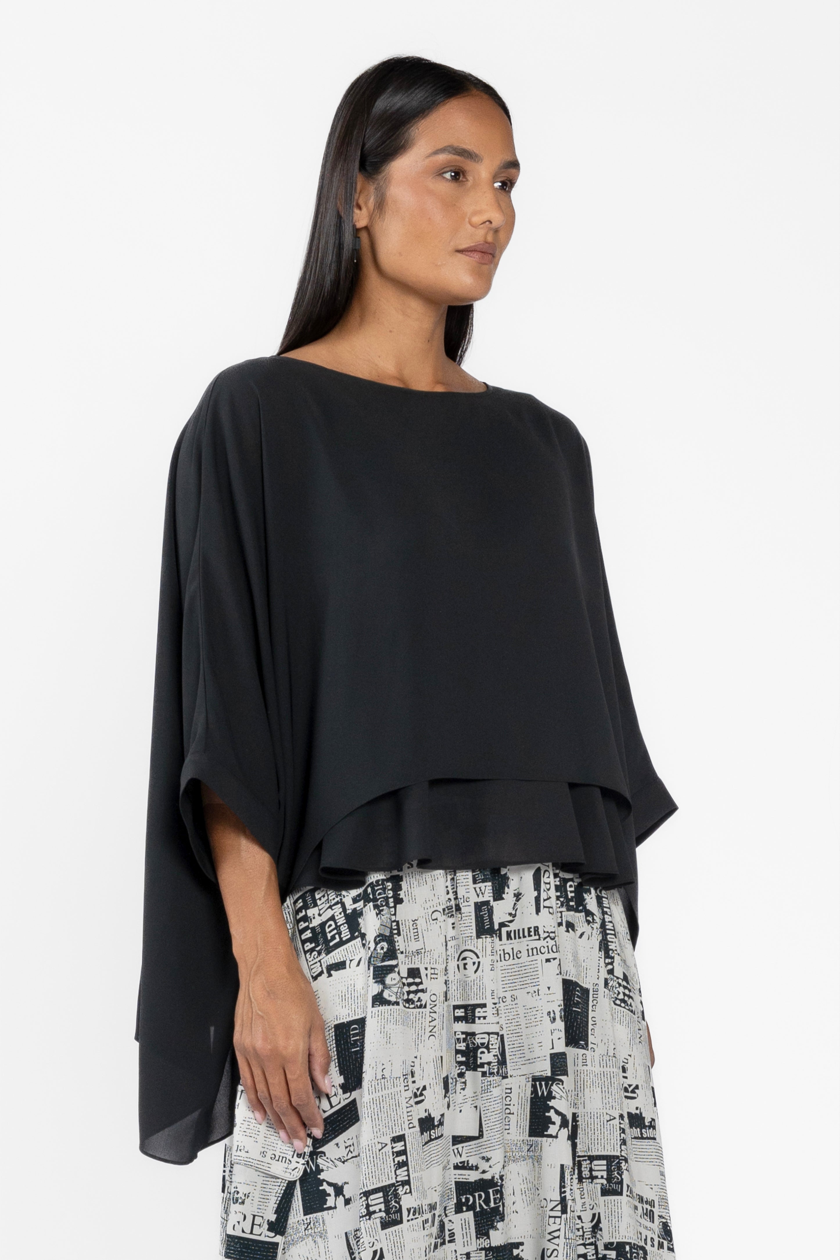 Rosa Batwing Layer Top - Black